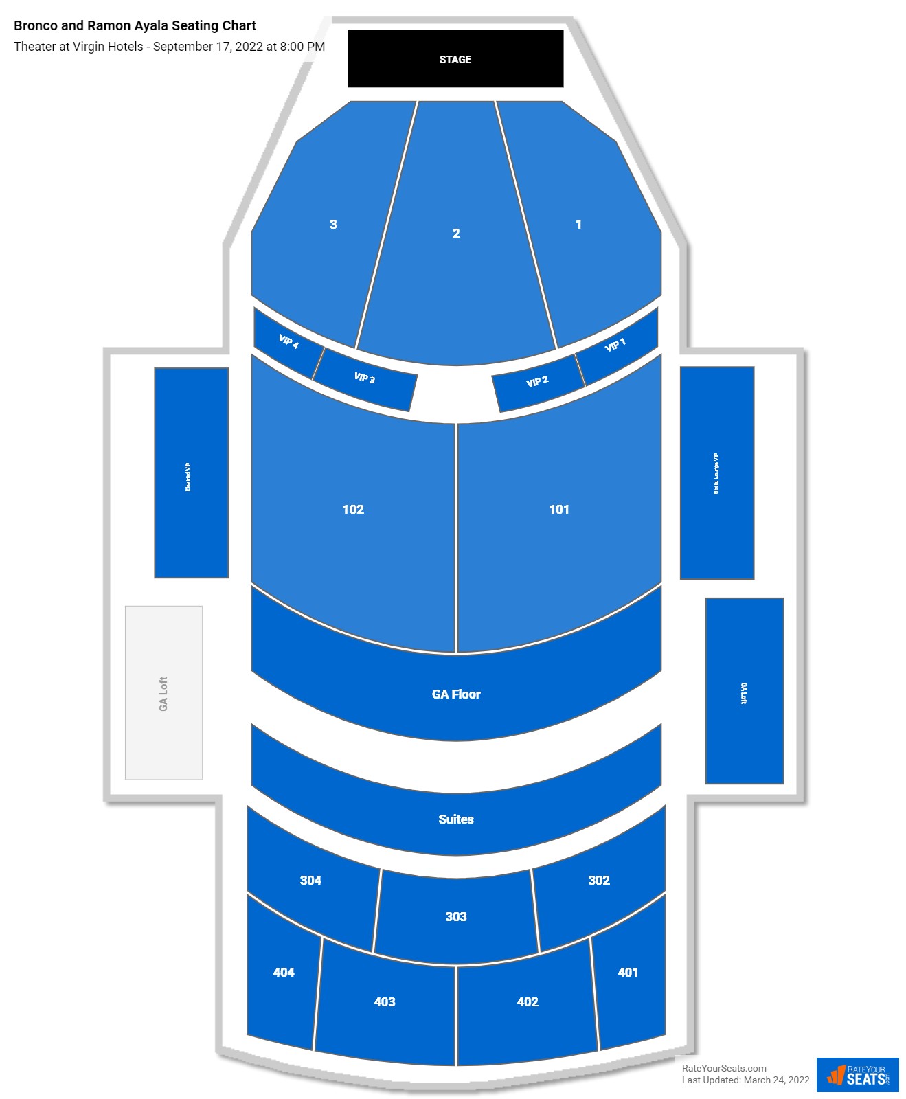 Bronco and Ramon Ayala seating chart Theater at Virgin Hotels
