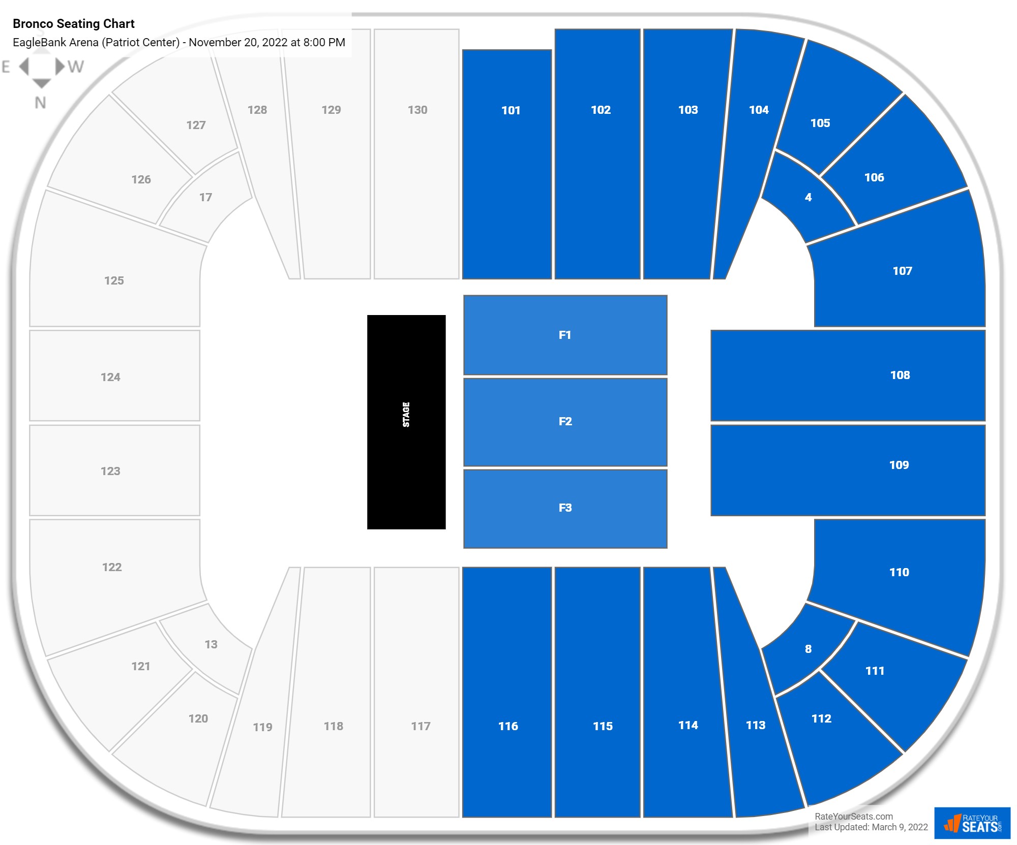 Bronco seating chart EagleBank Arena (Patriot Center)