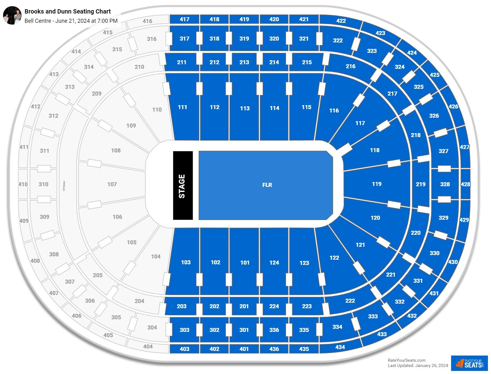 Brooks and Dunn seating chart Bell Centre
