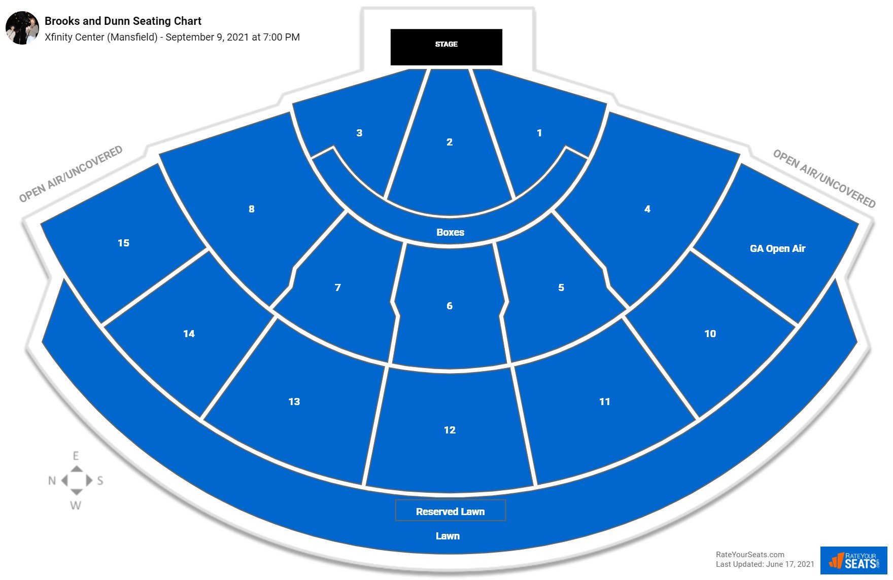 Brooks and Dunn seating chart Xfinity Center (Mansfield)