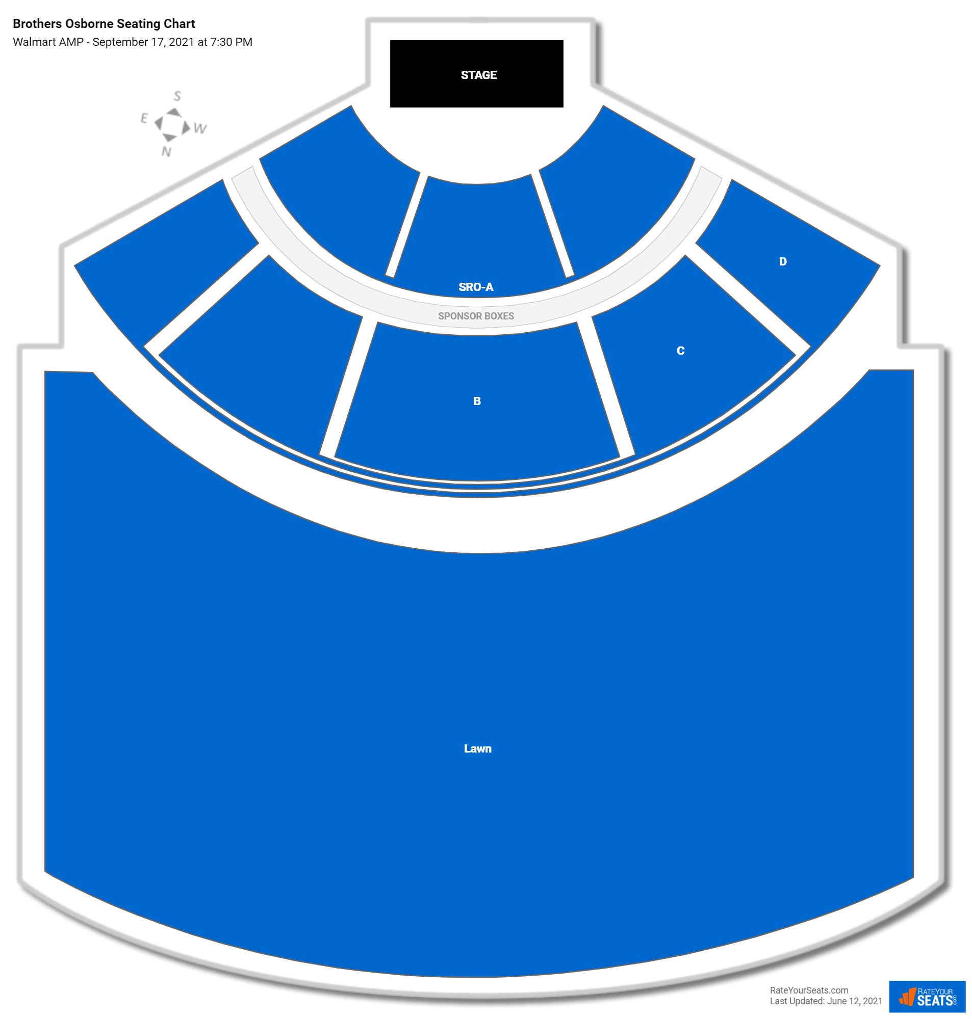 Brothers Osborne seating chart Walmart AMP