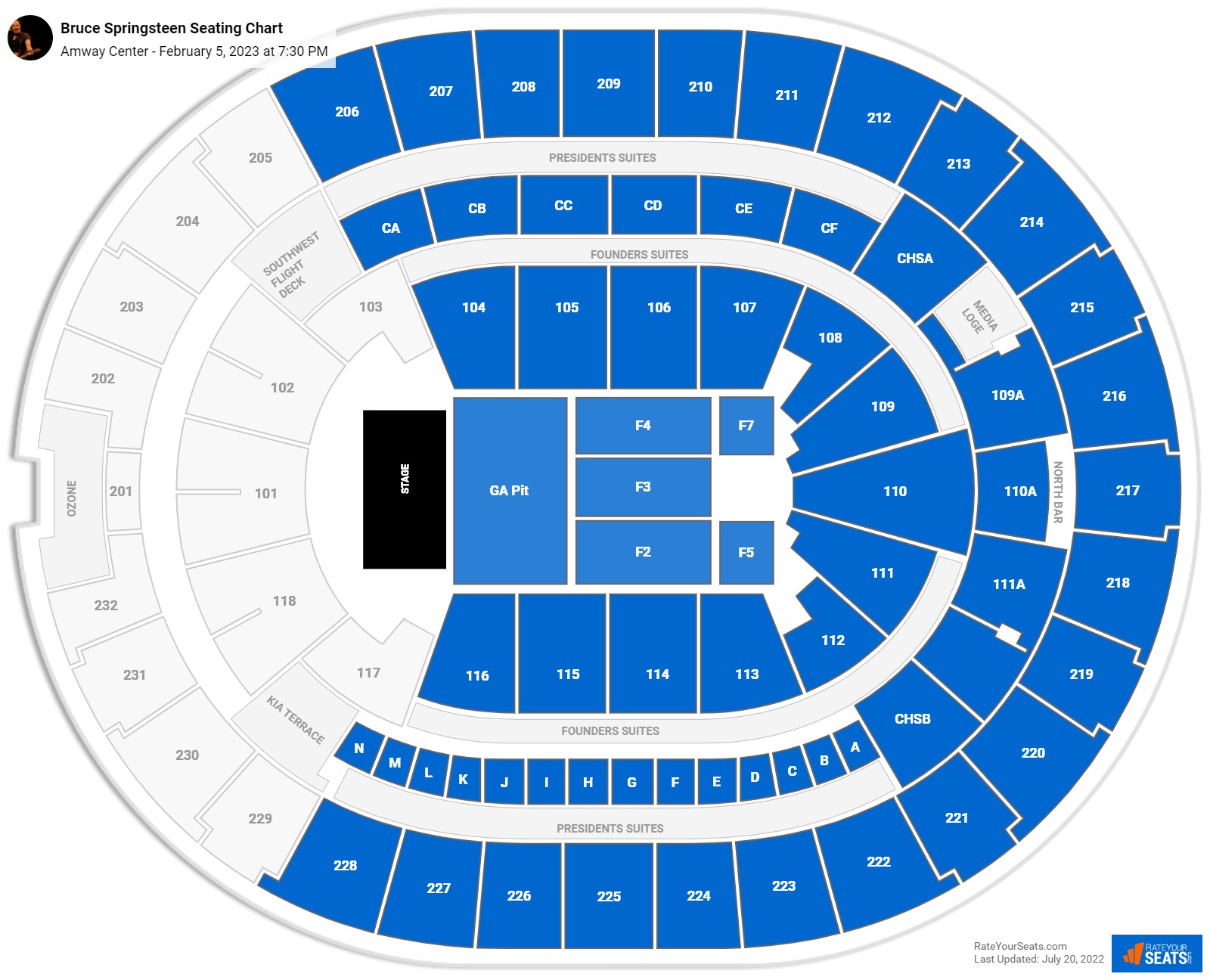 Bruce Springsteen seating chart Amway Center