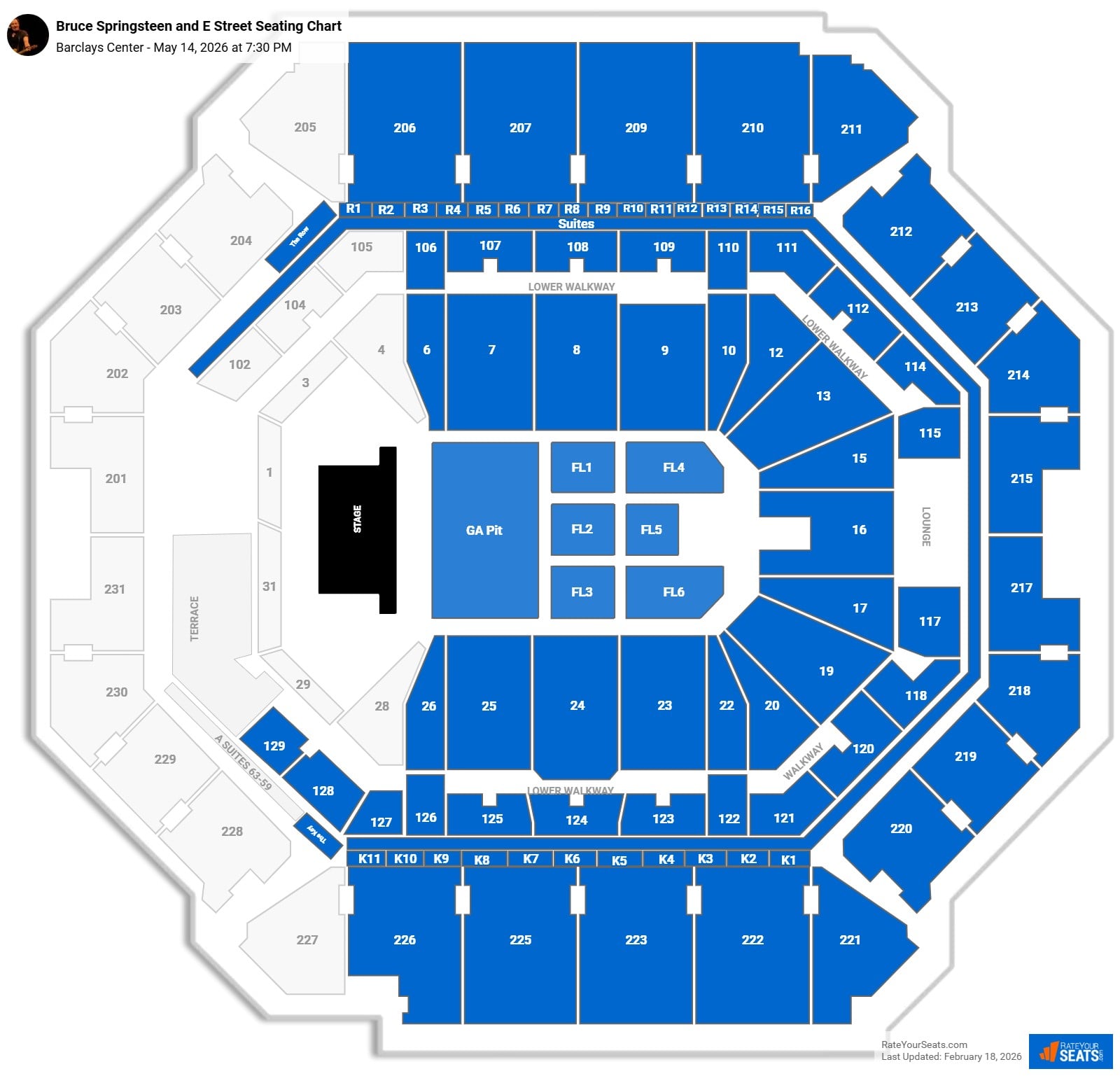 Bruce Springsteen and E Street seating chart Barclays Center