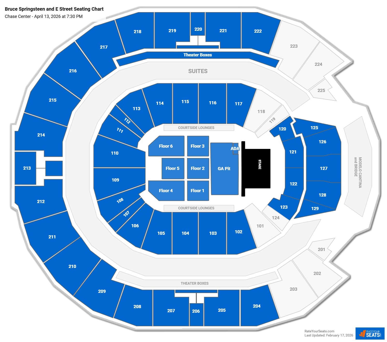 Bruce Springsteen and E Street seating chart Chase Center