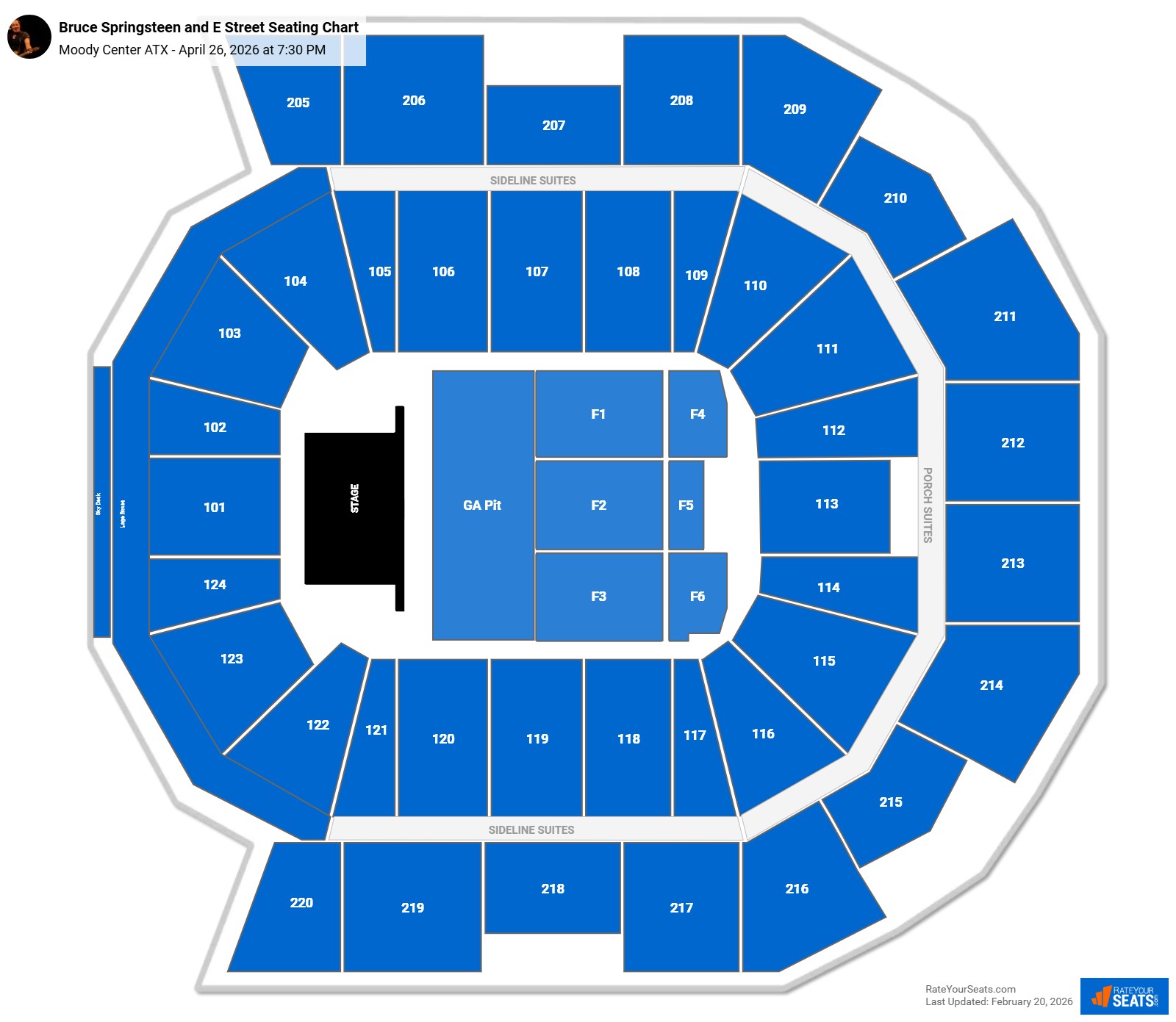 Bruce Springsteen and E Street seating chart Moody Center ATX