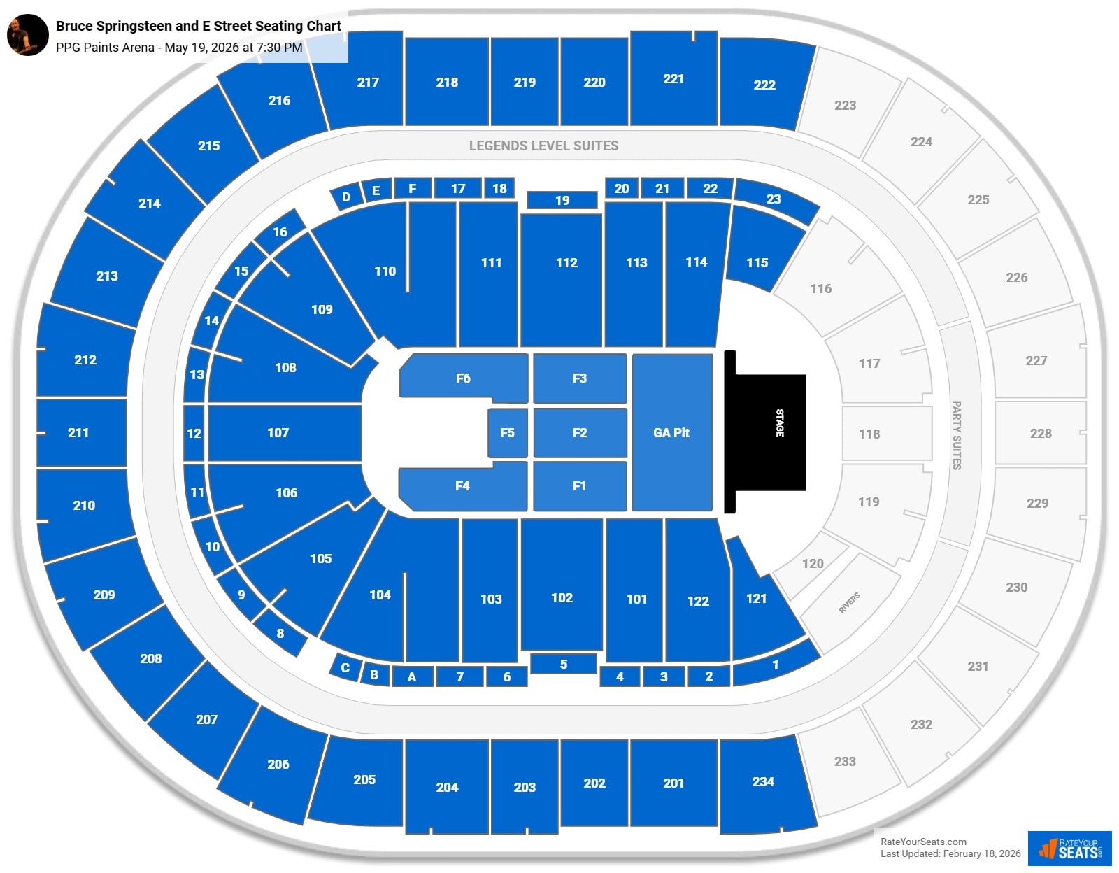 Bruce Springsteen and E Street seating chart PPG Paints Arena