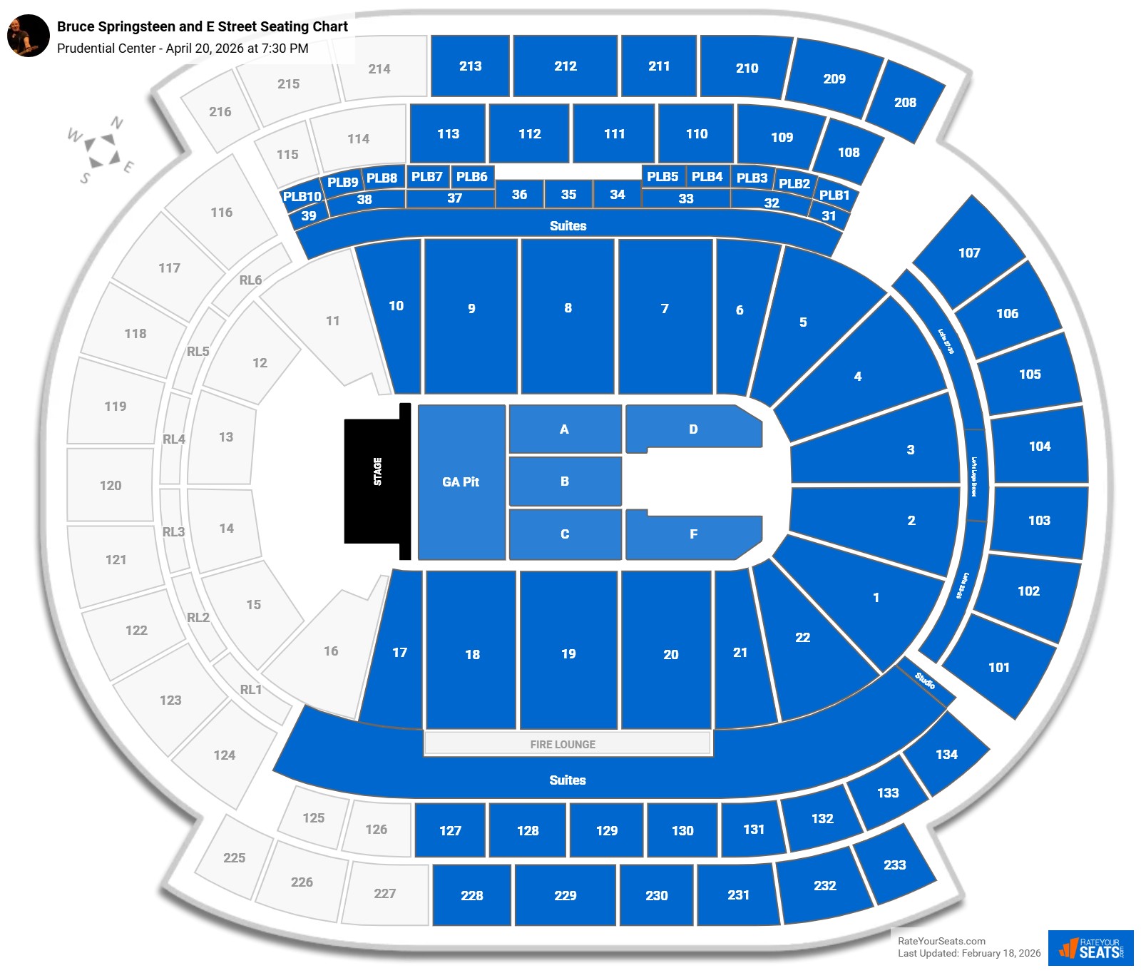 Bruce Springsteen and E Street seating chart Prudential Center