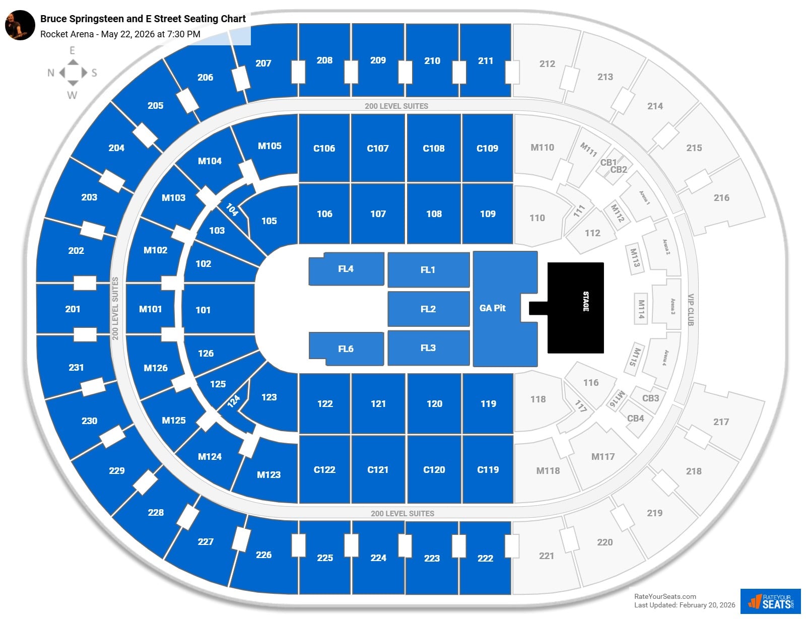 Bruce Springsteen and E Street seating chart Rocket Arena