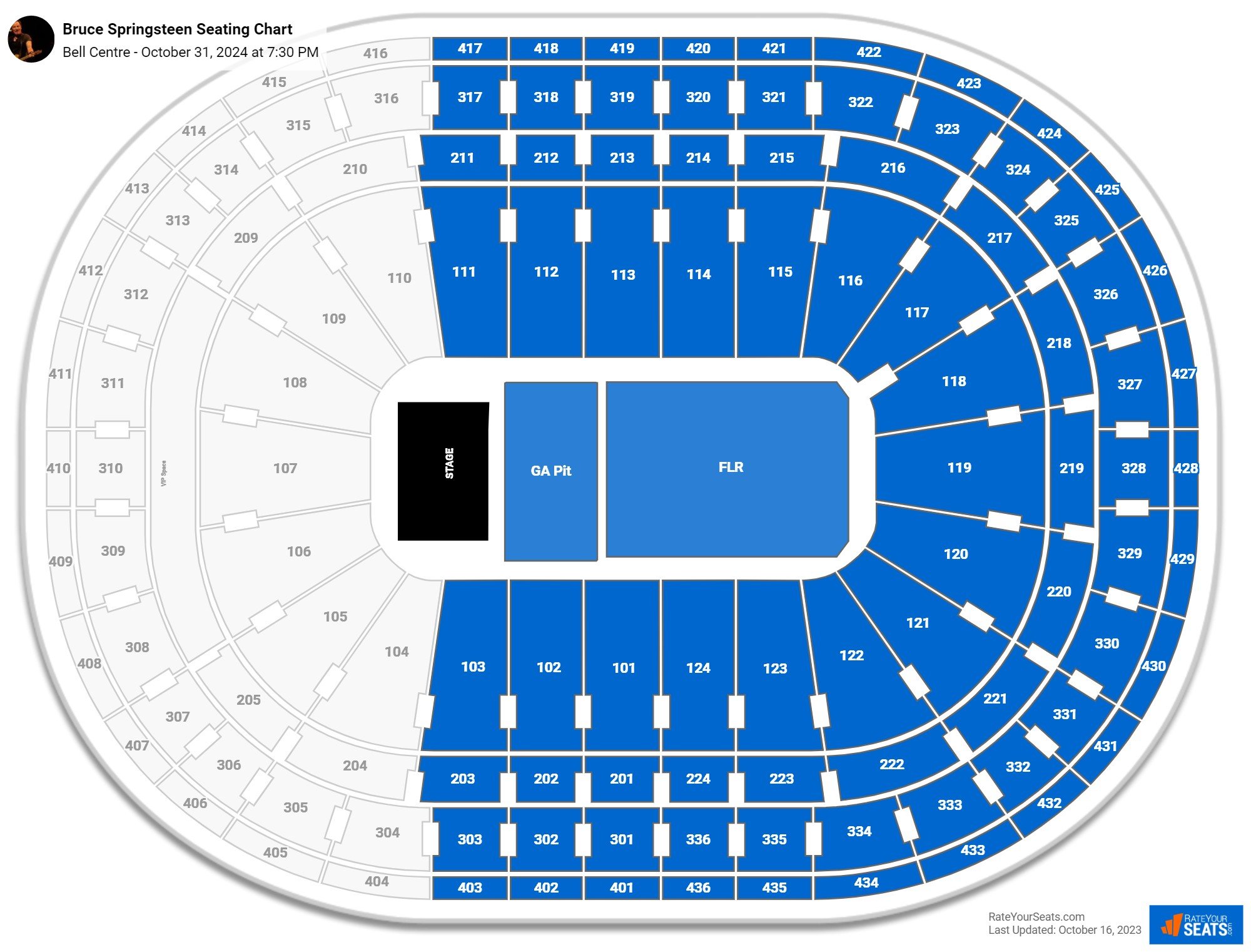 Bruce Springsteen seating chart Bell Centre