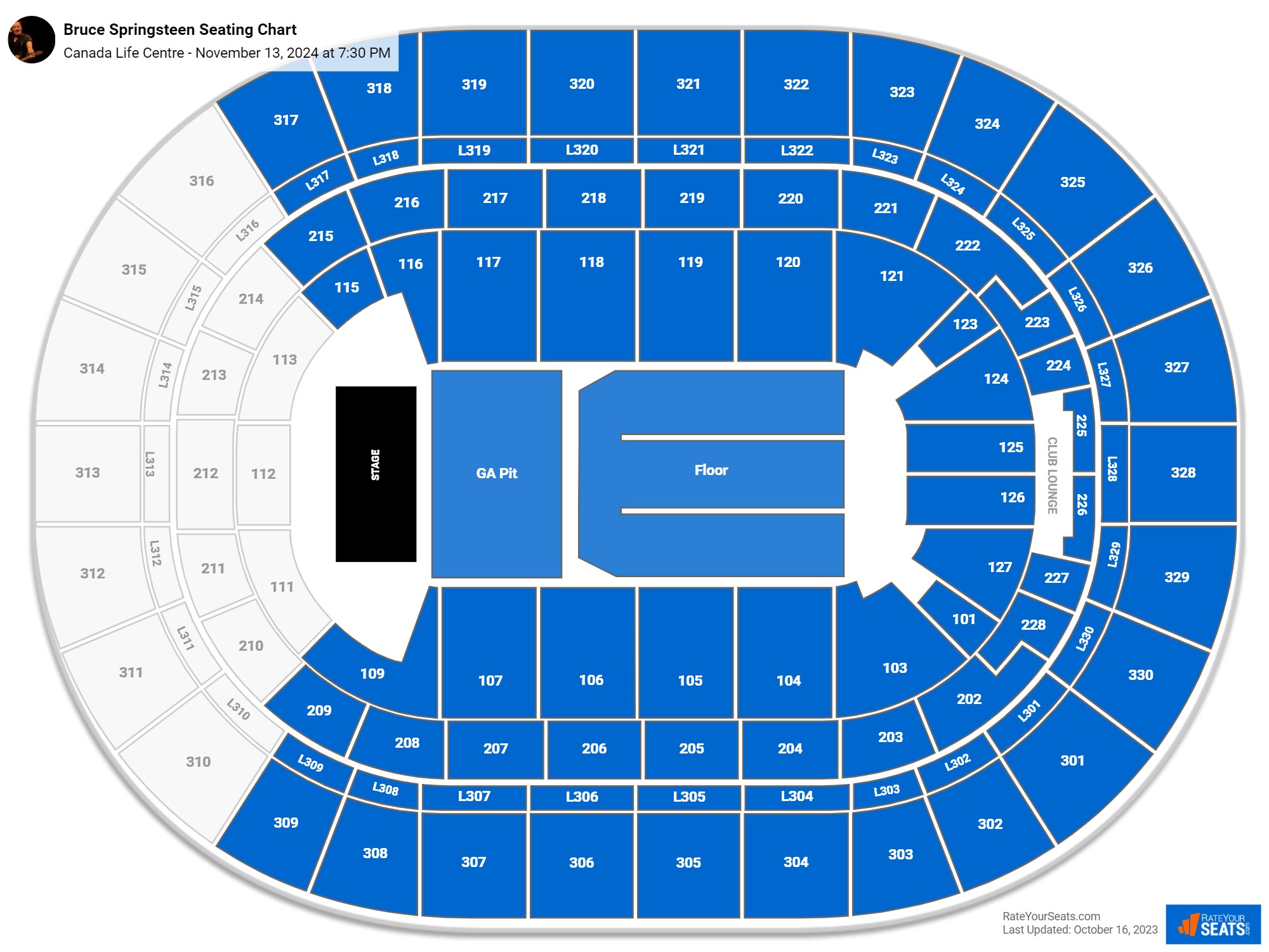 Bruce Springsteen seating chart Canada Life Centre