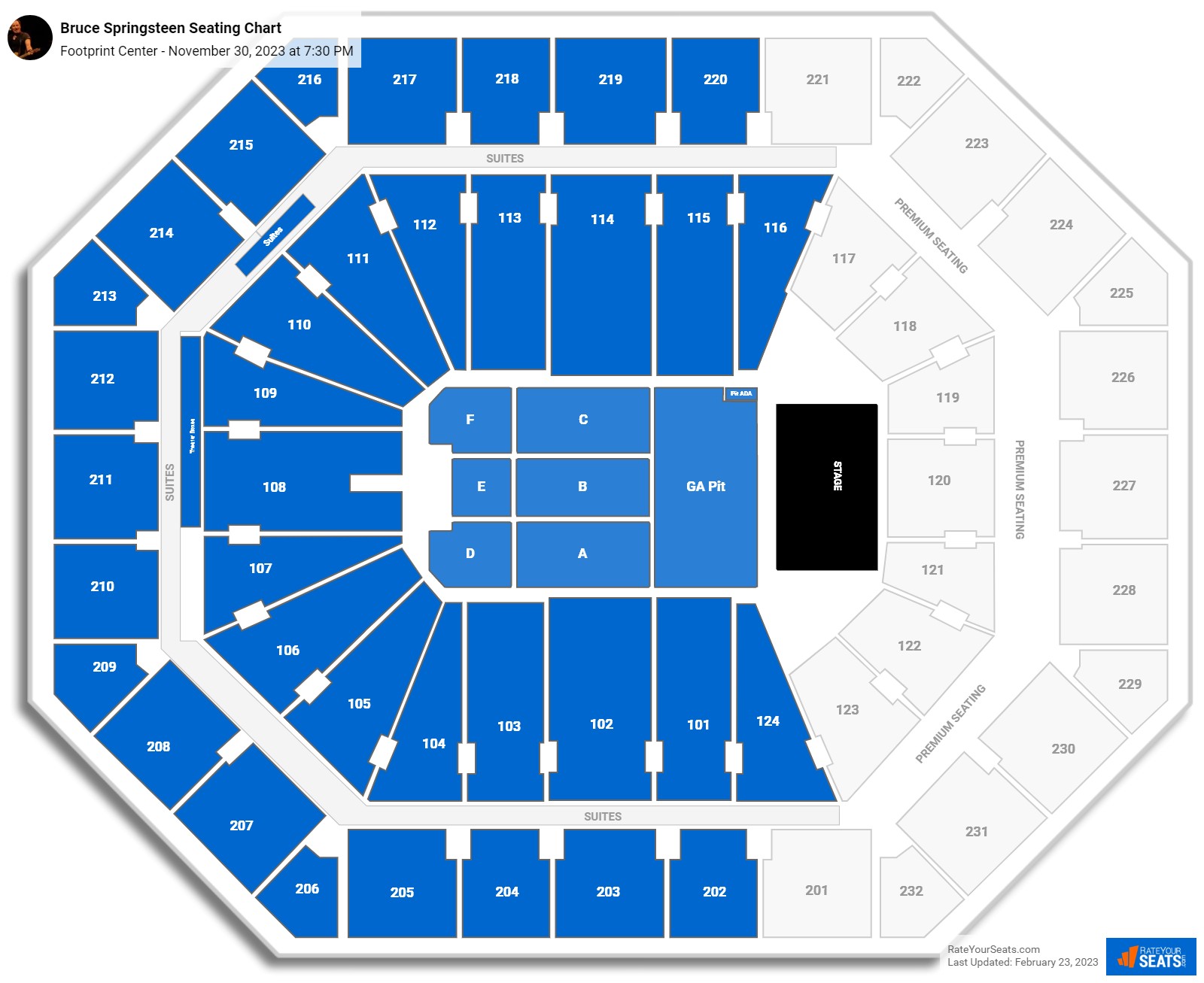 Bruce Springsteen seating chart Footprint Center