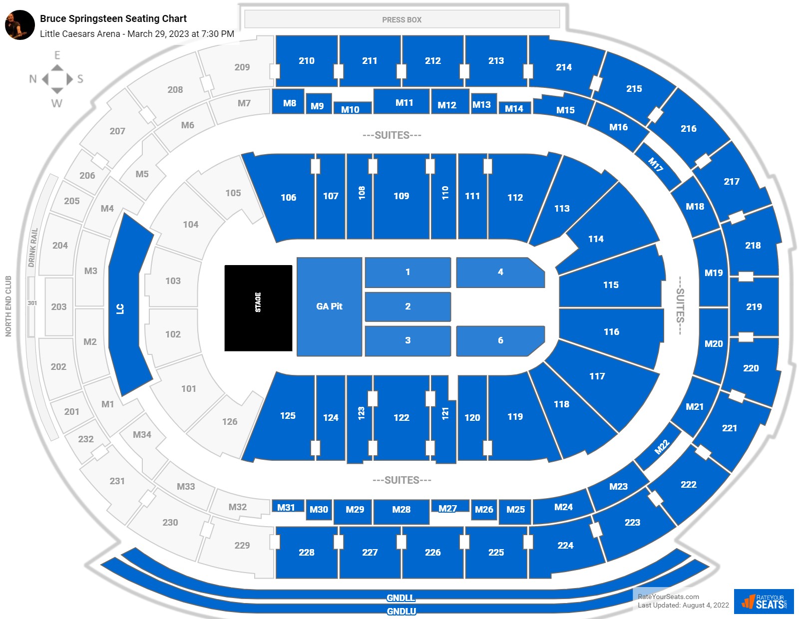 Bruce Springsteen seating chart Little Caesars Arena