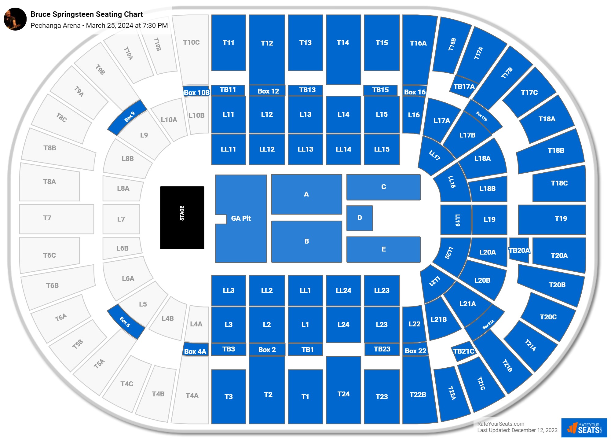 Bruce Springsteen seating chart Pechanga Arena