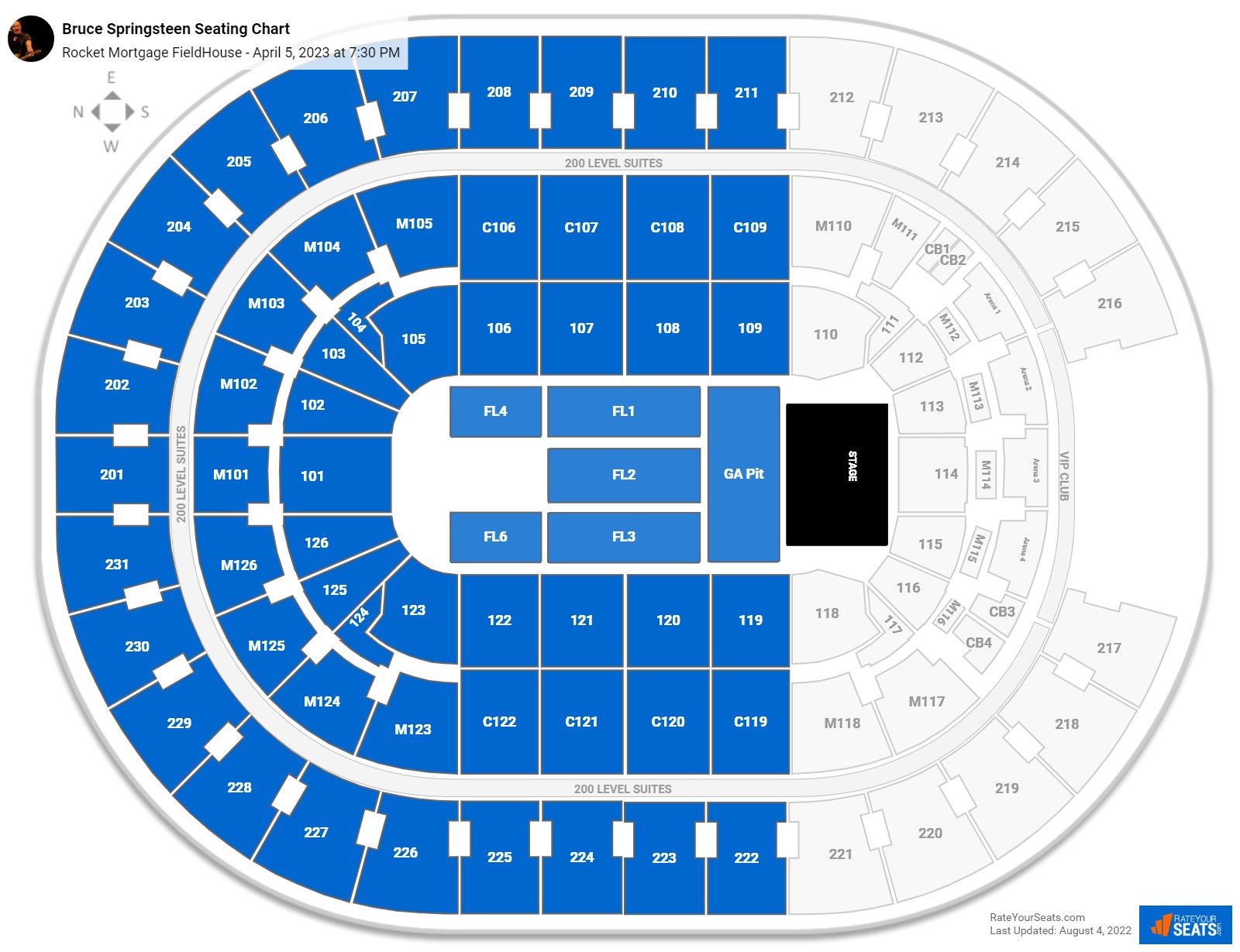 Bruce Springsteen seating chart Rocket Mortgage FieldHouse