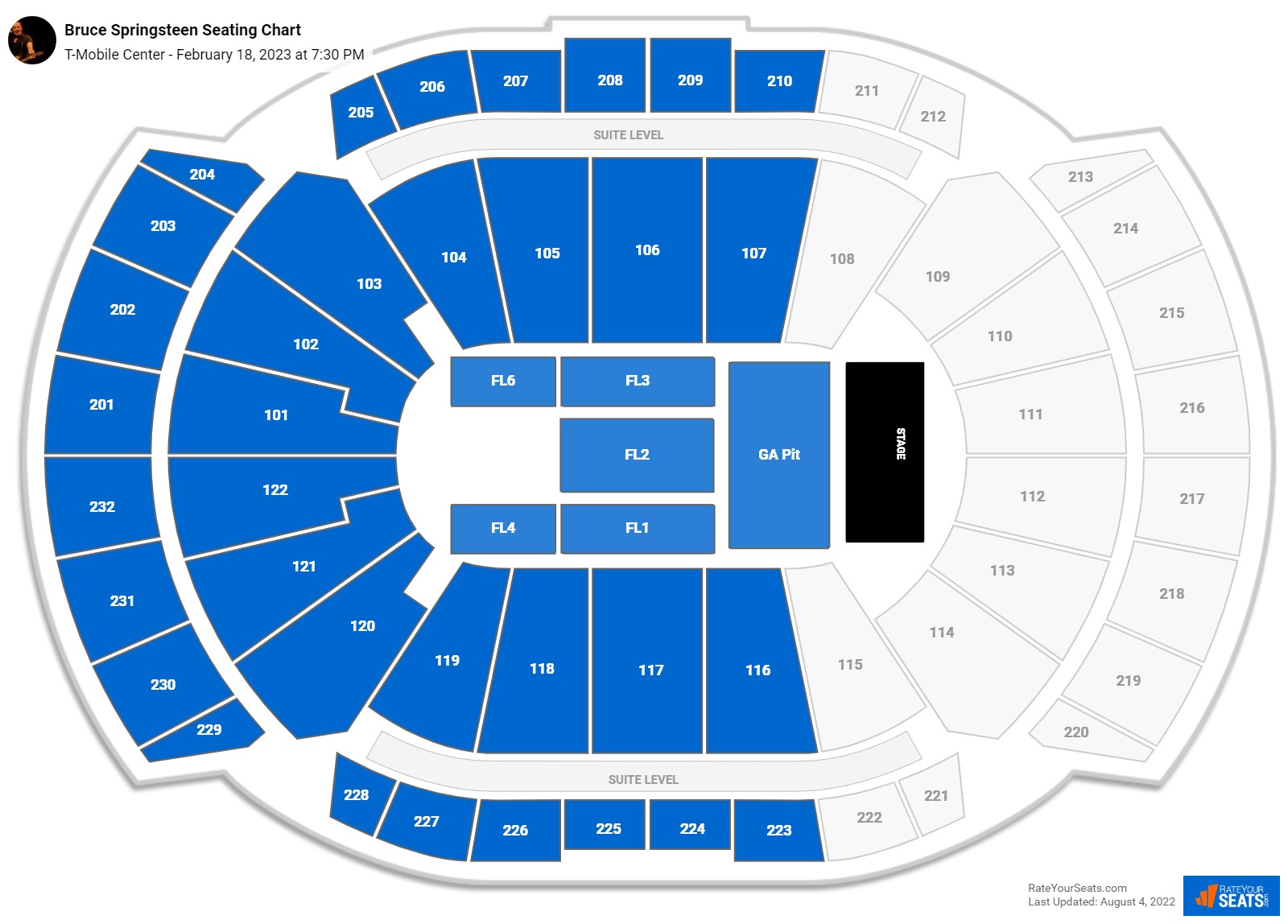 Bruce Springsteen seating chart T-Mobile Center