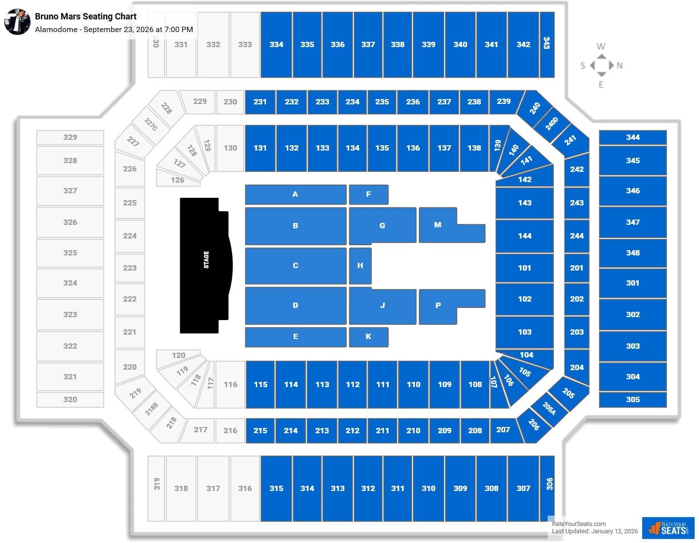 Bruno Mars seating chart Alamodome