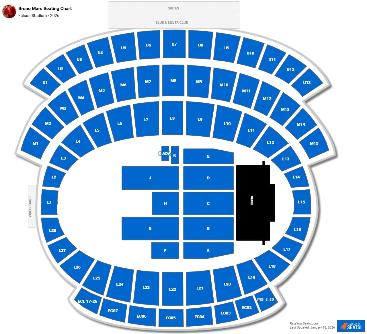 Bruno Mars seating chart Falcon Stadium