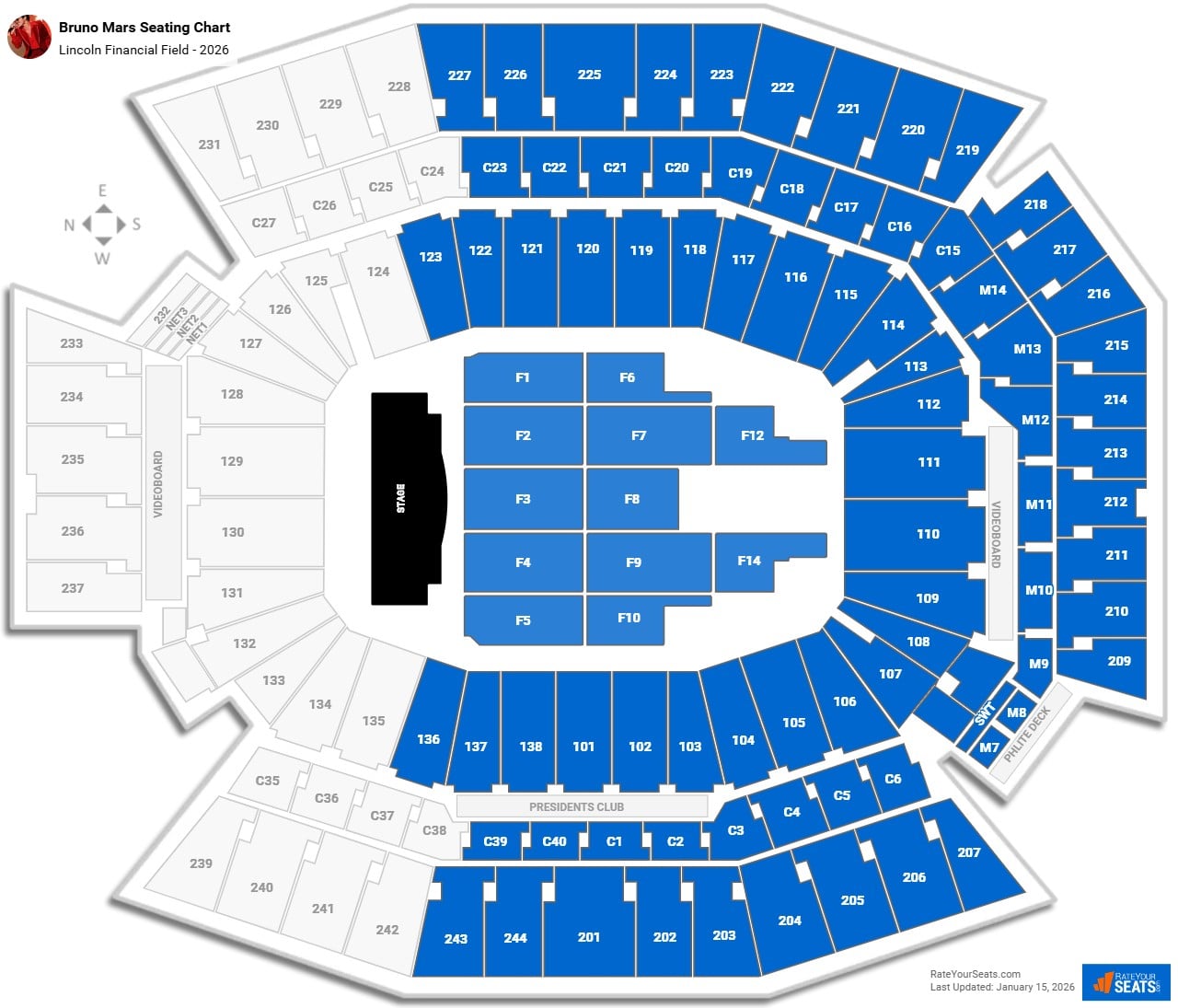 Bruno Mars seating chart Lincoln Financial Field
