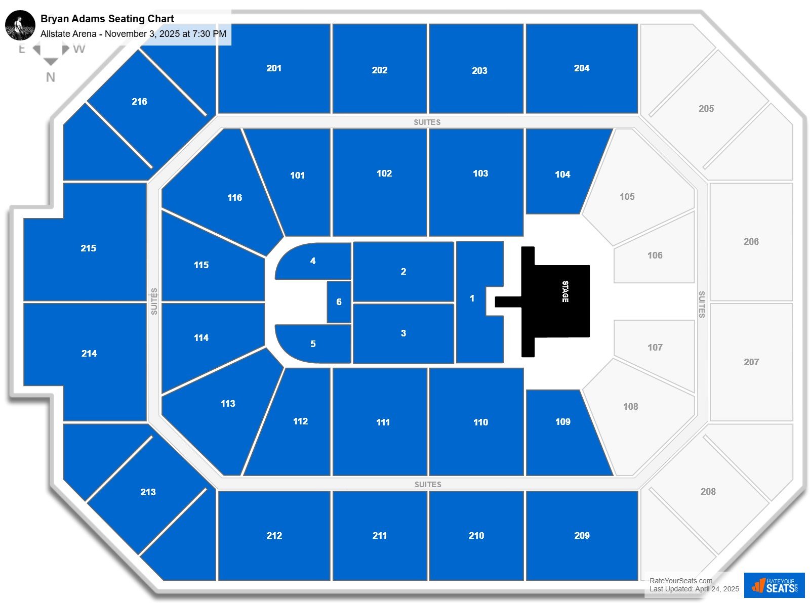 Bryan Adams seating chart Allstate Arena