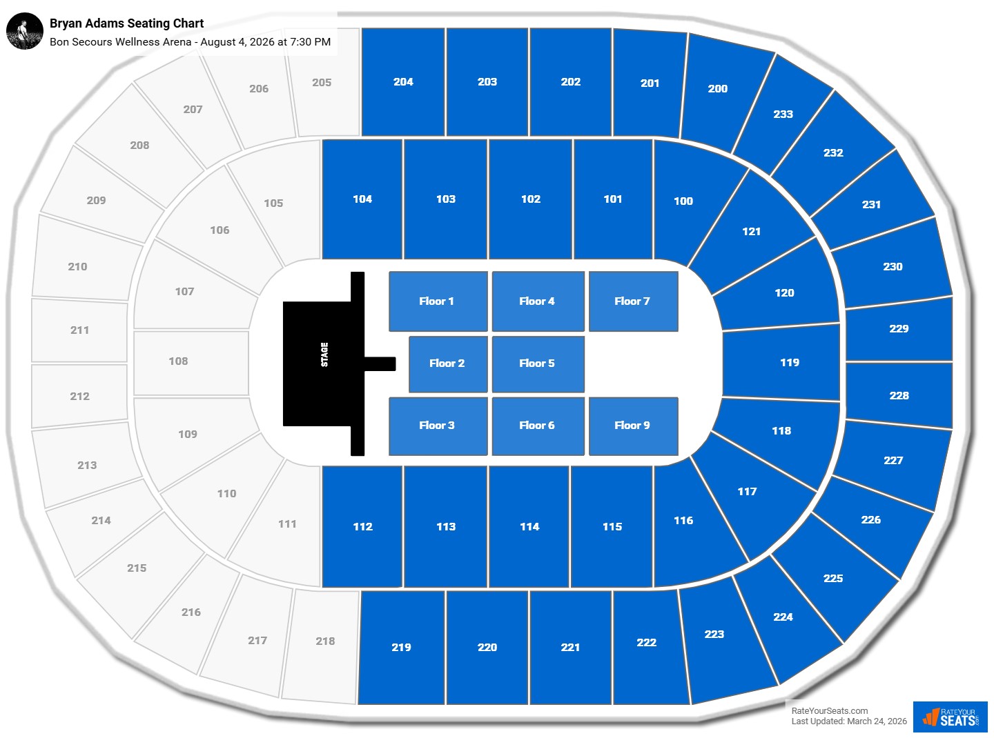 Bryan Adams seating chart Bon Secours Wellness Arena