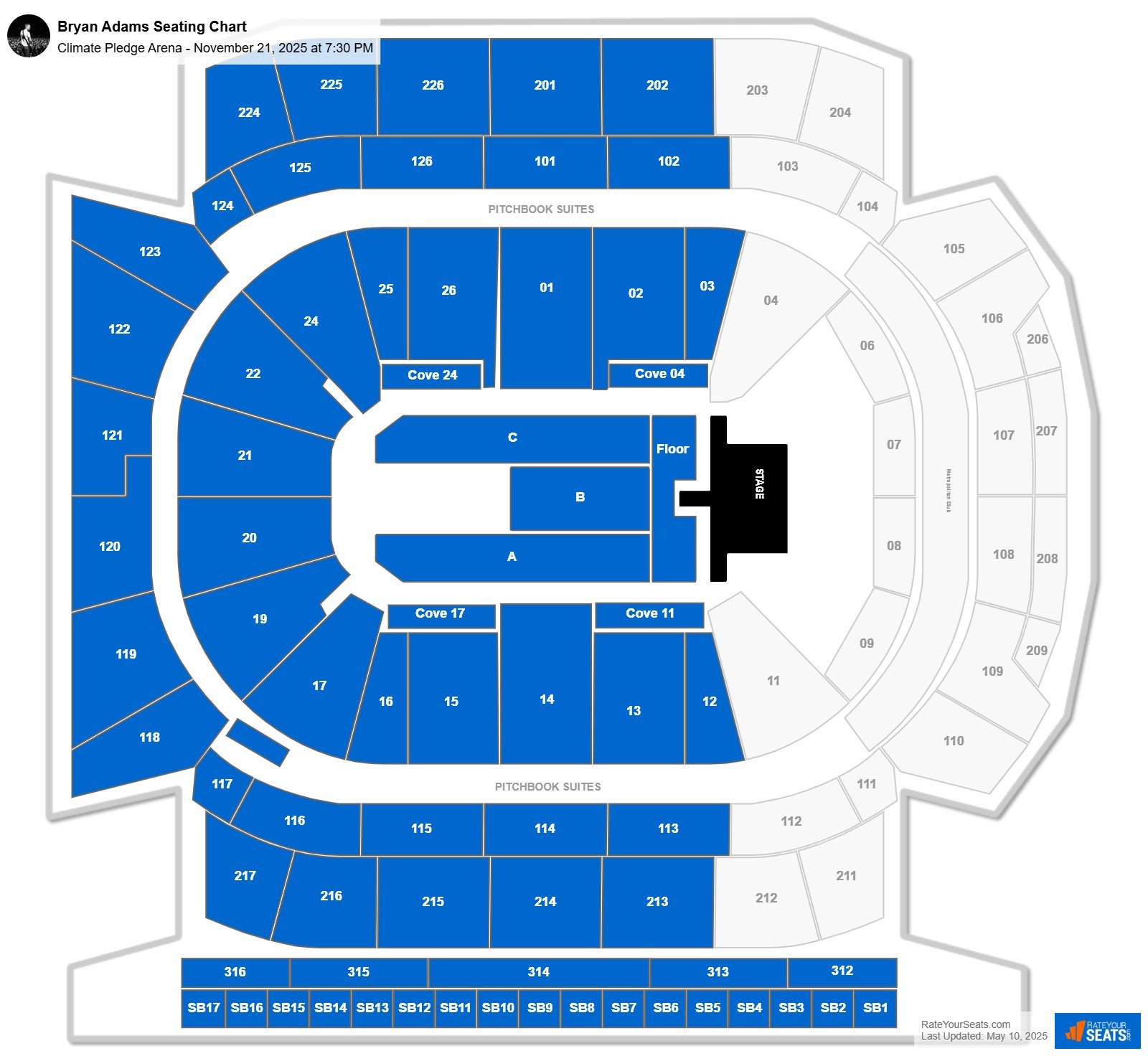 Bryan Adams seating chart Climate Pledge Arena