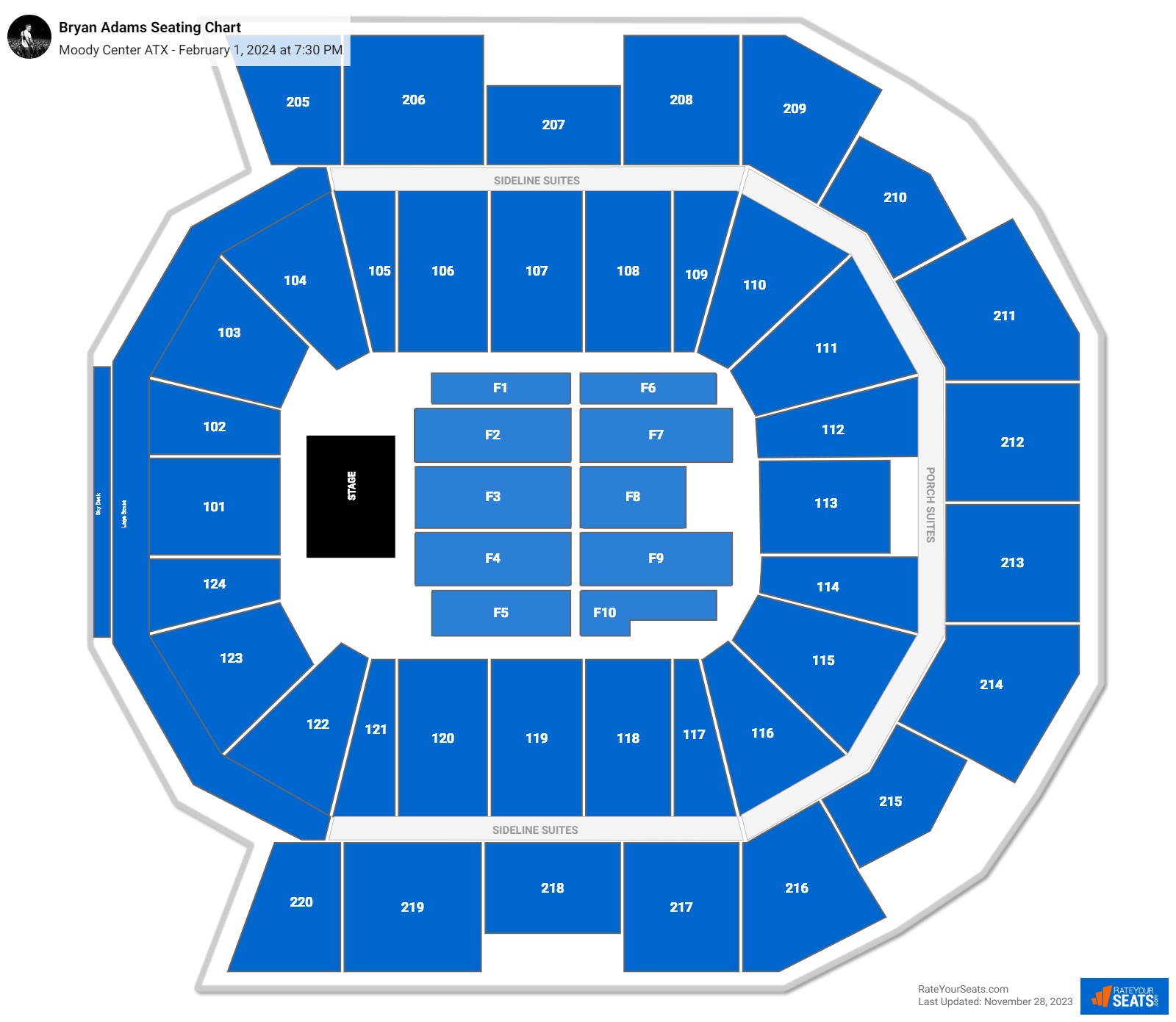 Bryan Adams seating chart Moody Center ATX