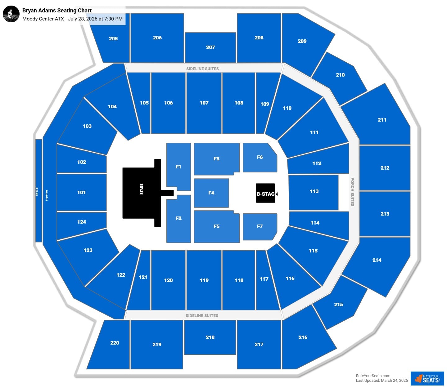 Bryan Adams seating chart Moody Center ATX