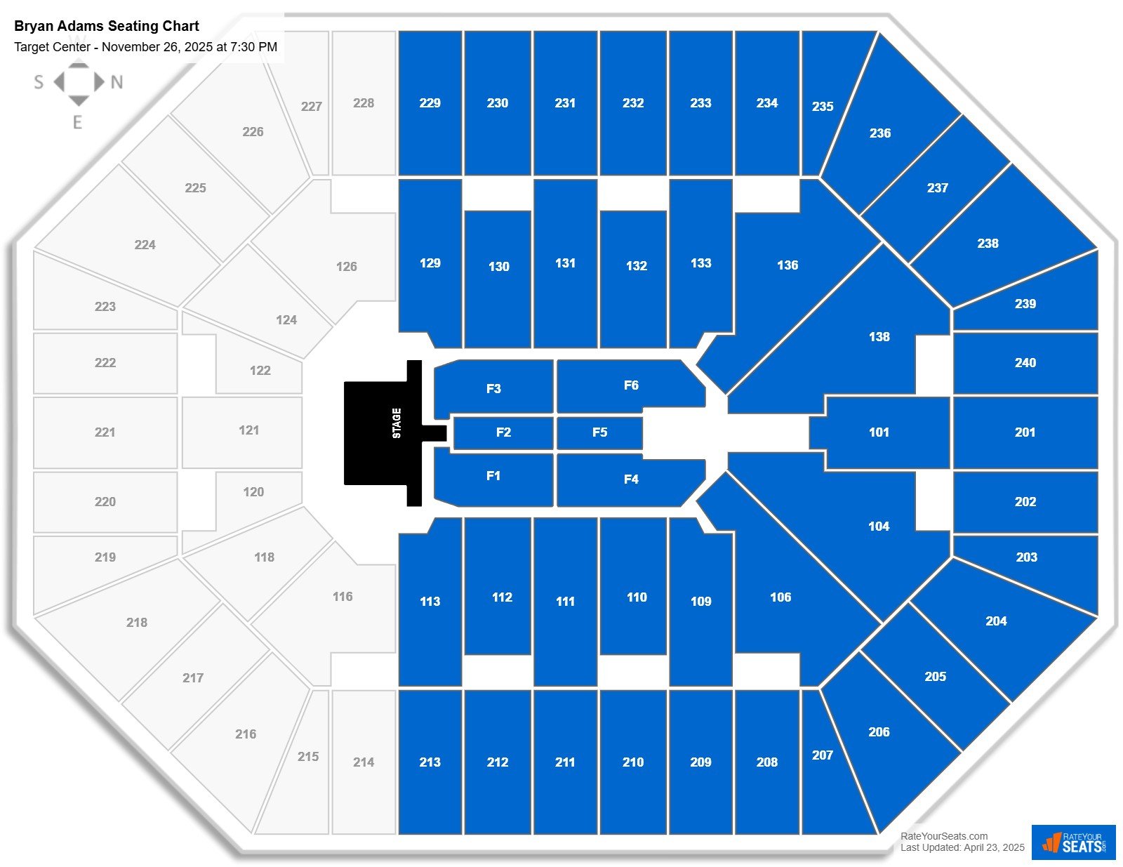 Bryan Adams seating chart Target Center