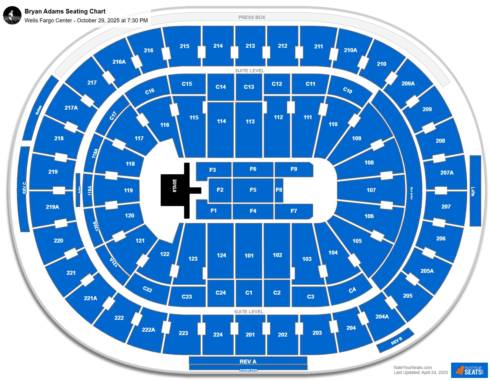 Bryan Adams seating chart Wells Fargo Center