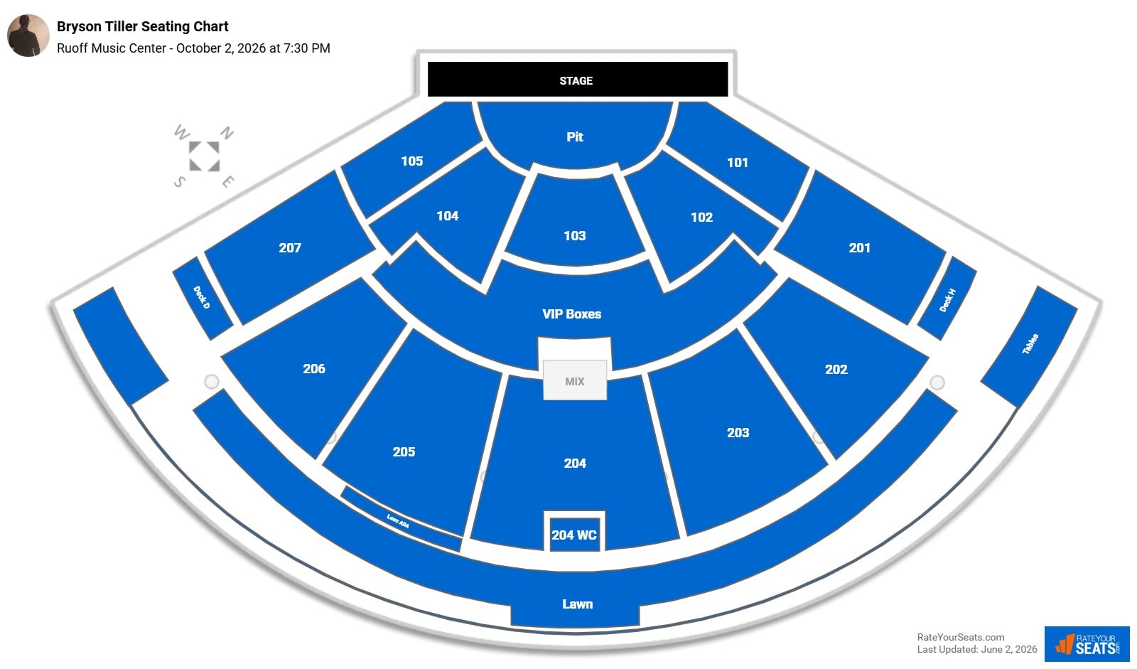 Bryson Tiller Seating Chart at Ruoff Music Center