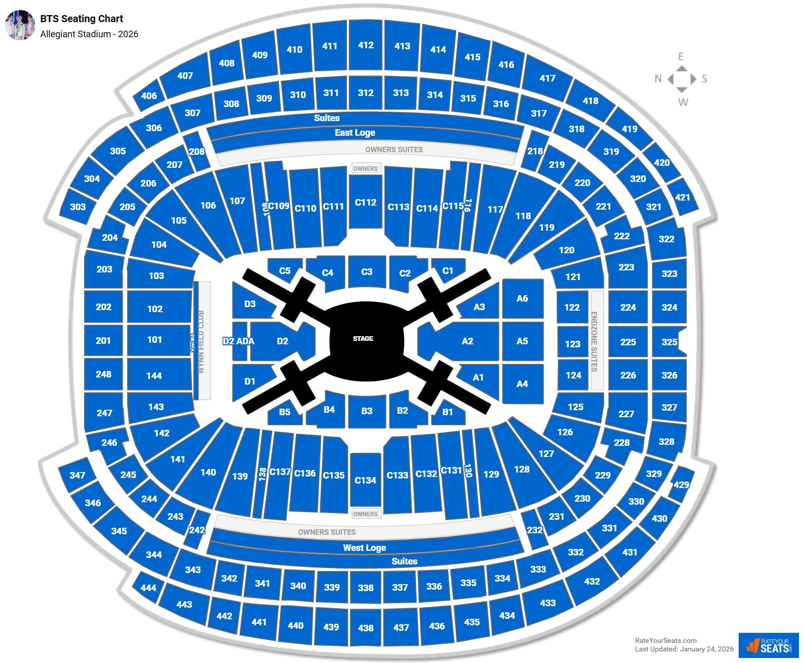 BTS seating chart Allegiant Stadium