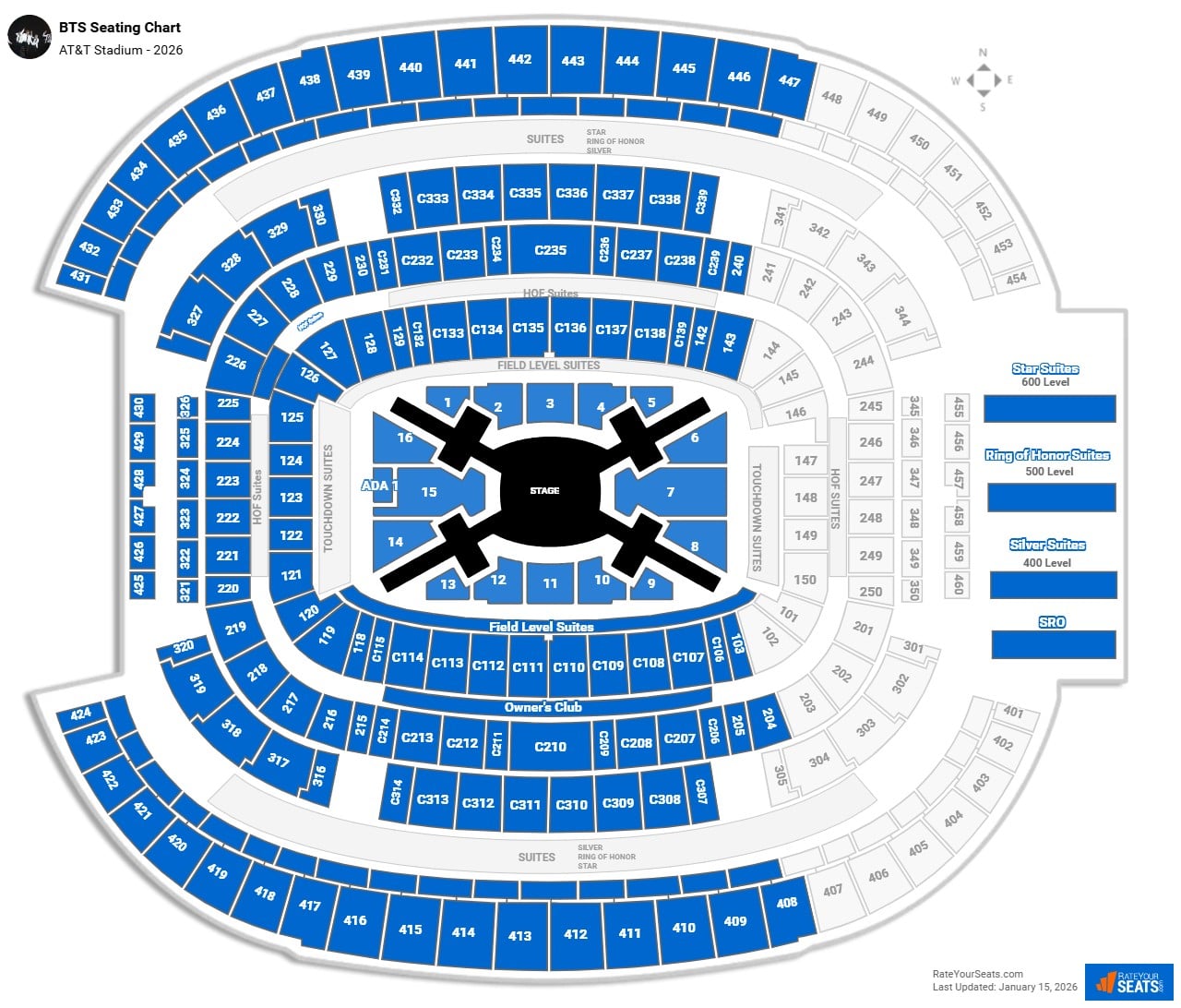 BTS seating chart AT&T Stadium (Cowboys Stadium)