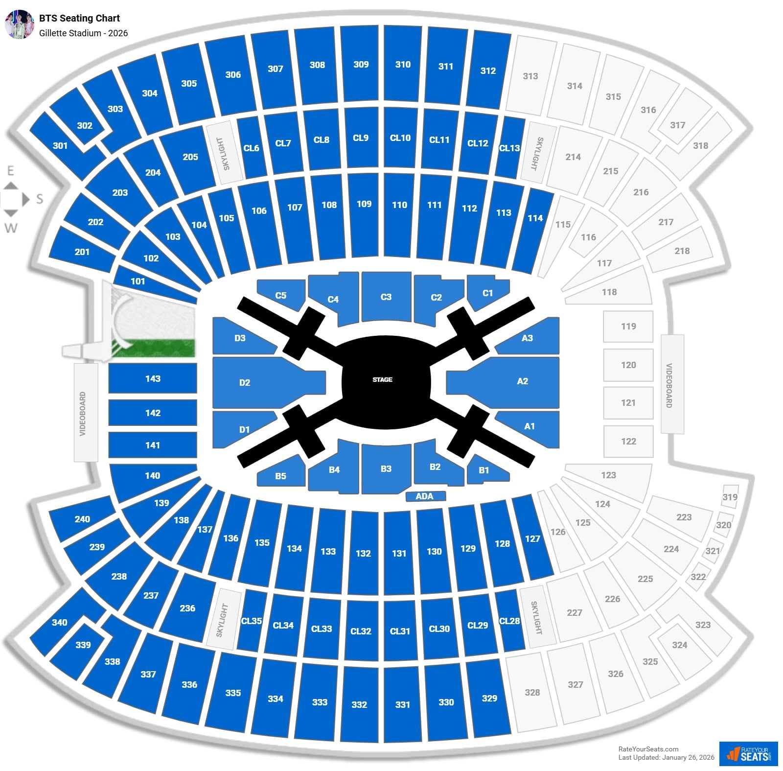BTS seating chart Gillette Stadium