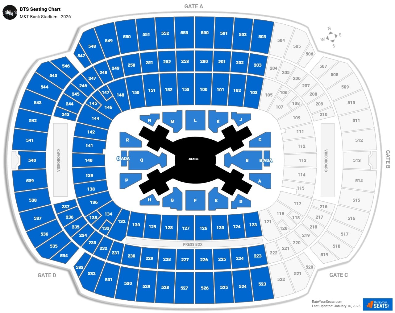 BTS seating chart M&T Bank Stadium