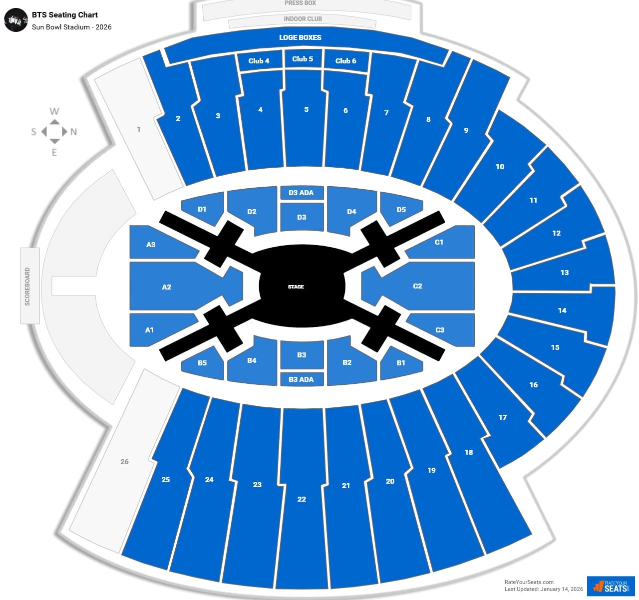 BTS seating chart Sun Bowl Stadium