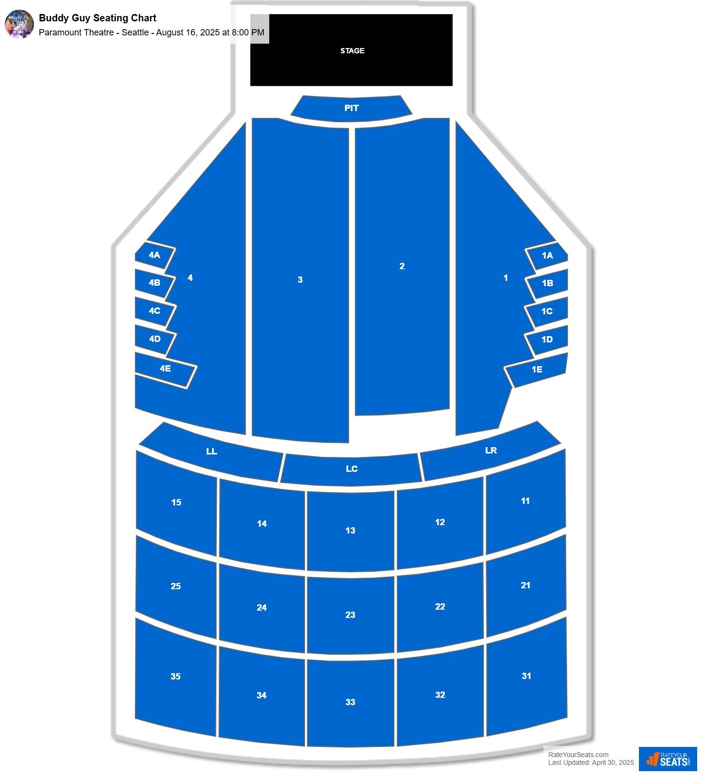 Buddy Guy seating chart Paramount Theatre - Seattle