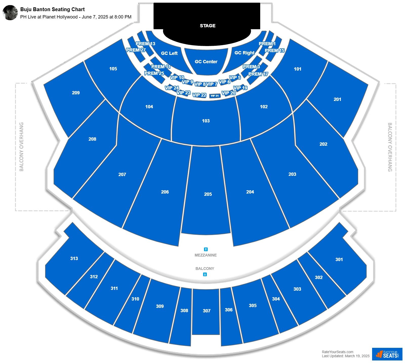 Buju Banton seating chart PH Live at Planet Hollywood