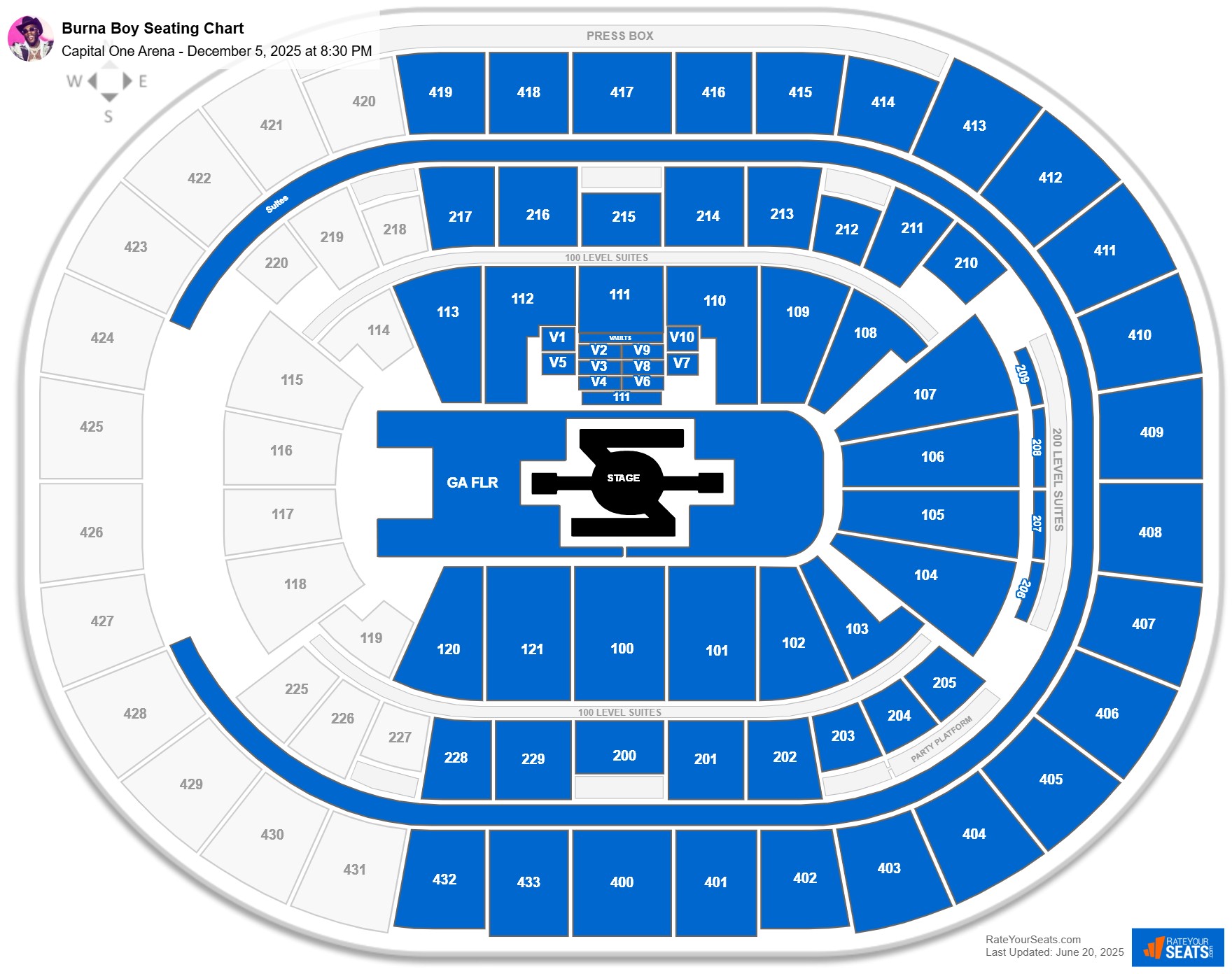 Burna Boy seating chart Capital One Arena