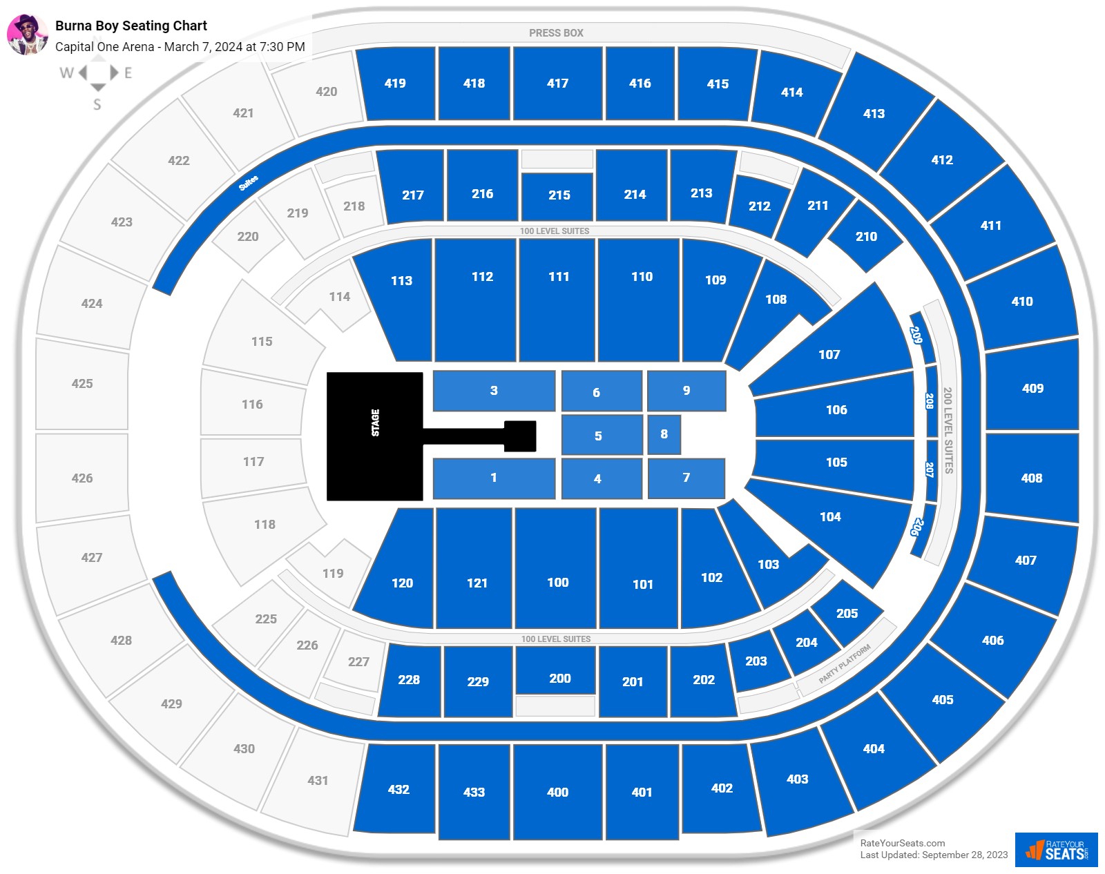 Burna Boy seating chart Capital One Arena