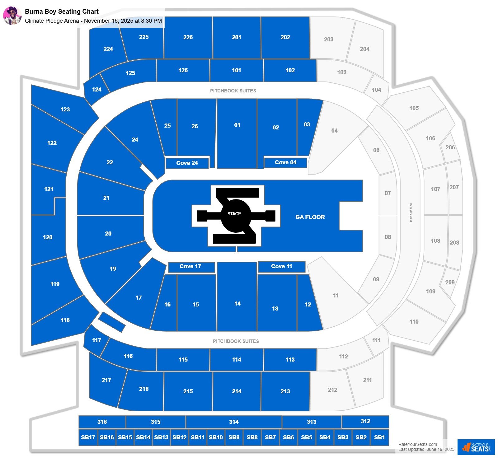 Burna Boy seating chart Climate Pledge Arena