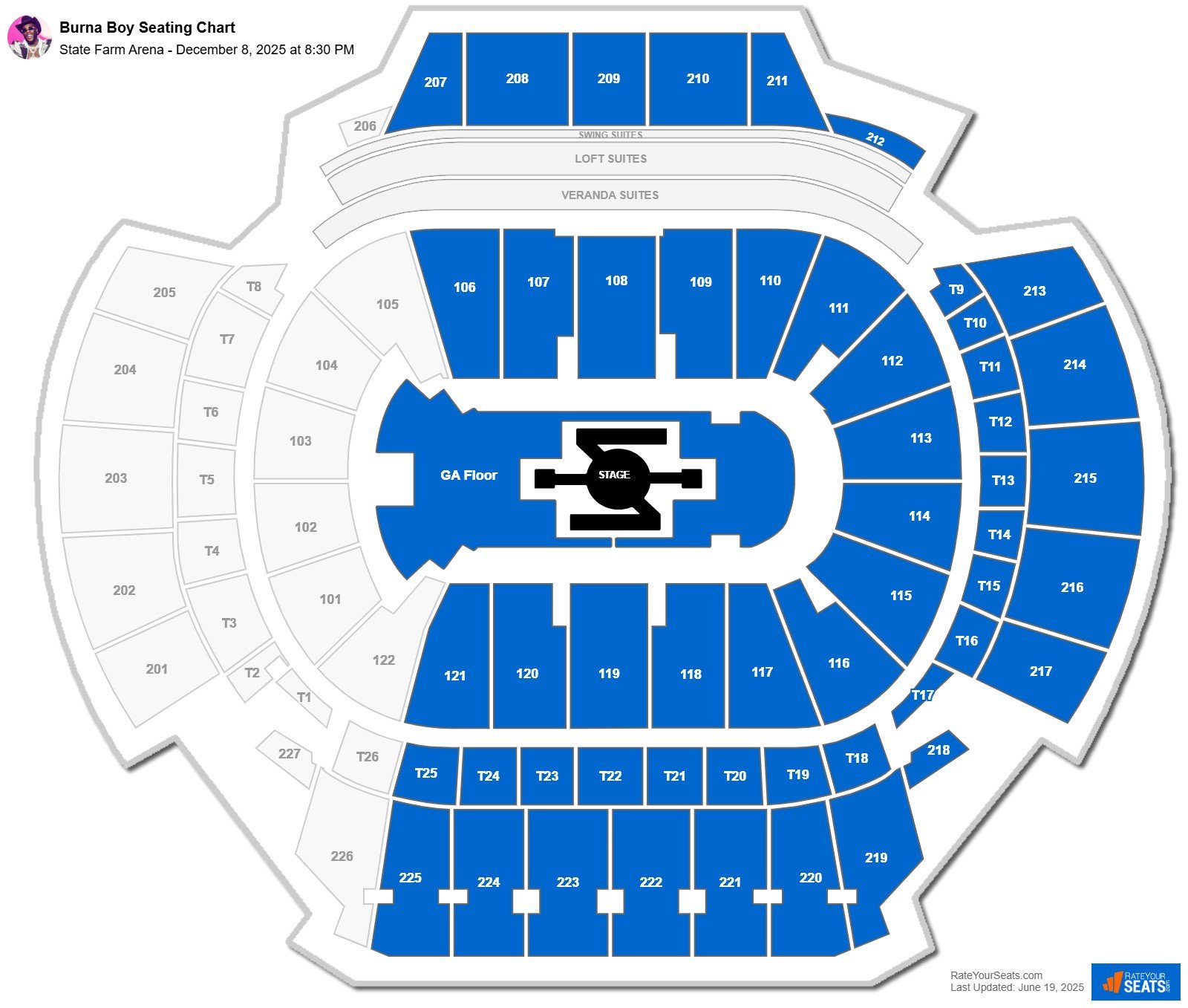 Burna Boy seating chart State Farm Arena