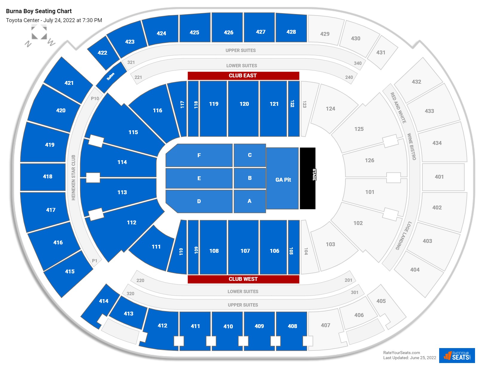 Burna Boy seating chart Toyota Center