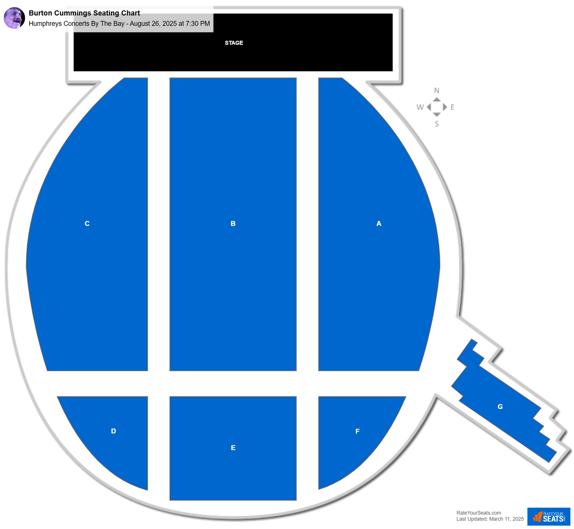 Burton Cummings seating chart Humphreys Concerts By The Bay