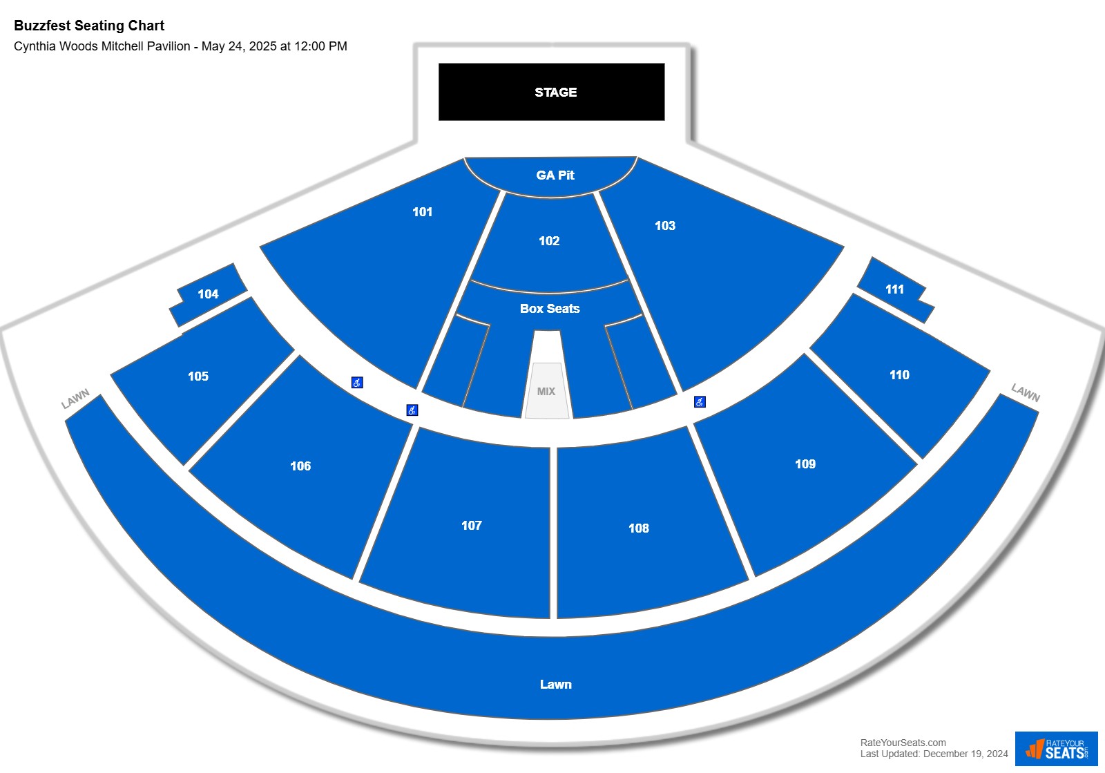 Buzzfest seating chart Cynthia Woods Mitchell Pavilion