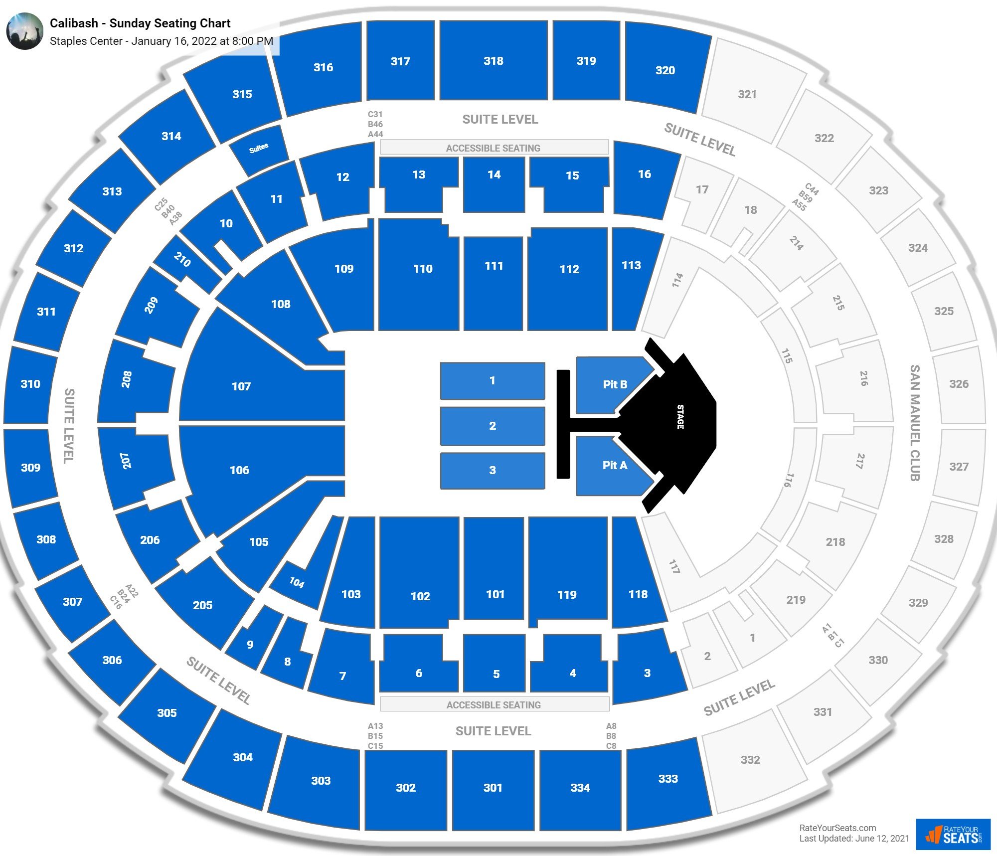 Calibash - Sunday seating chart Staples Center