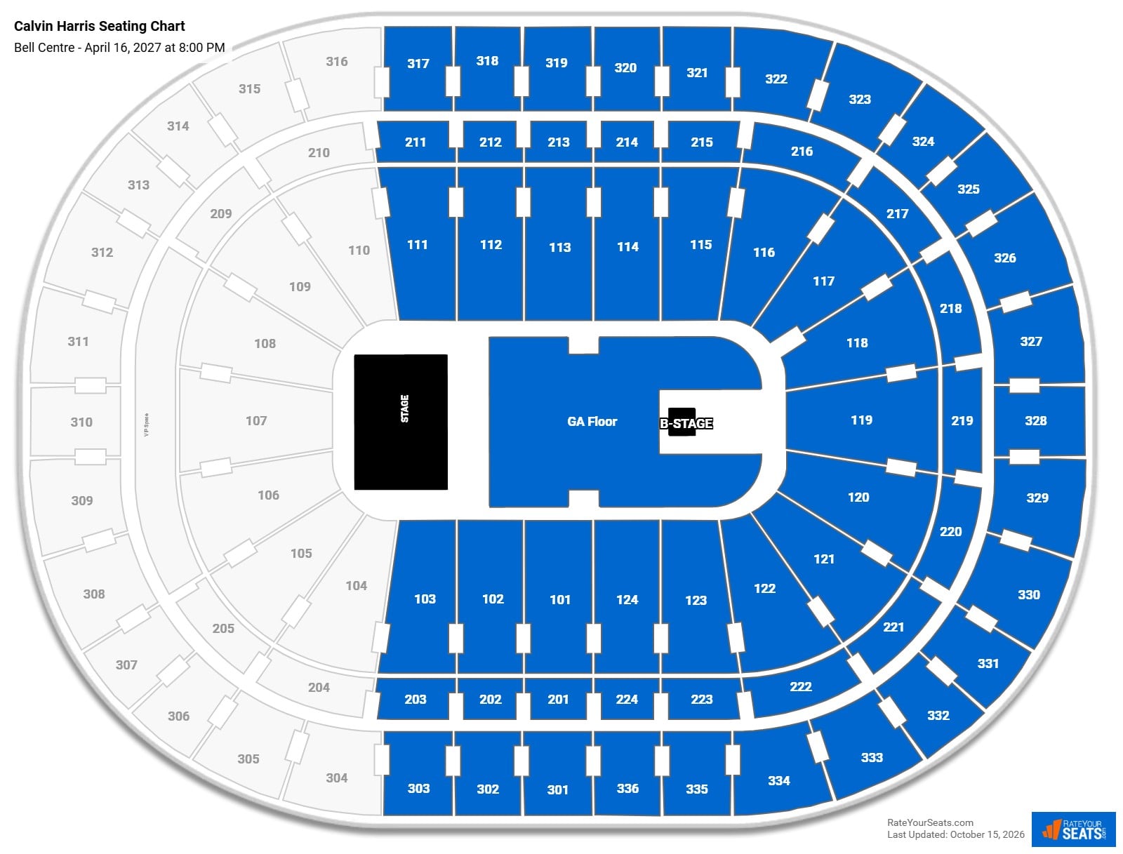 Calvin Harris Seating Chart at Bell Centre