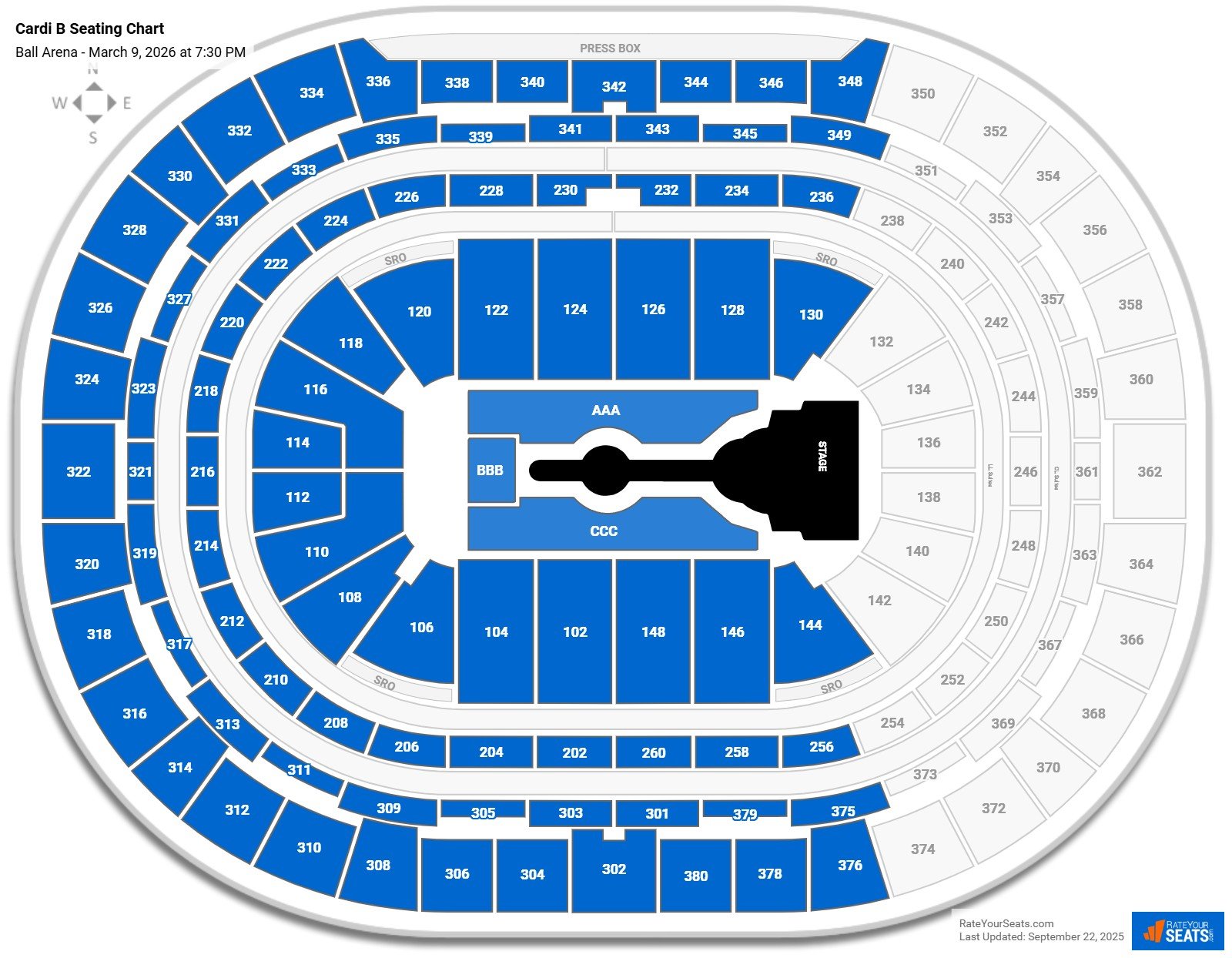 Cardi B seating chart Ball Arena