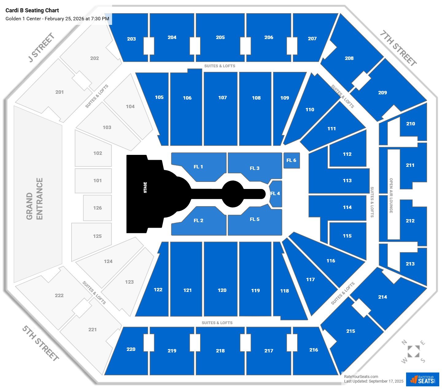 Cardi B seating chart Golden 1 Center