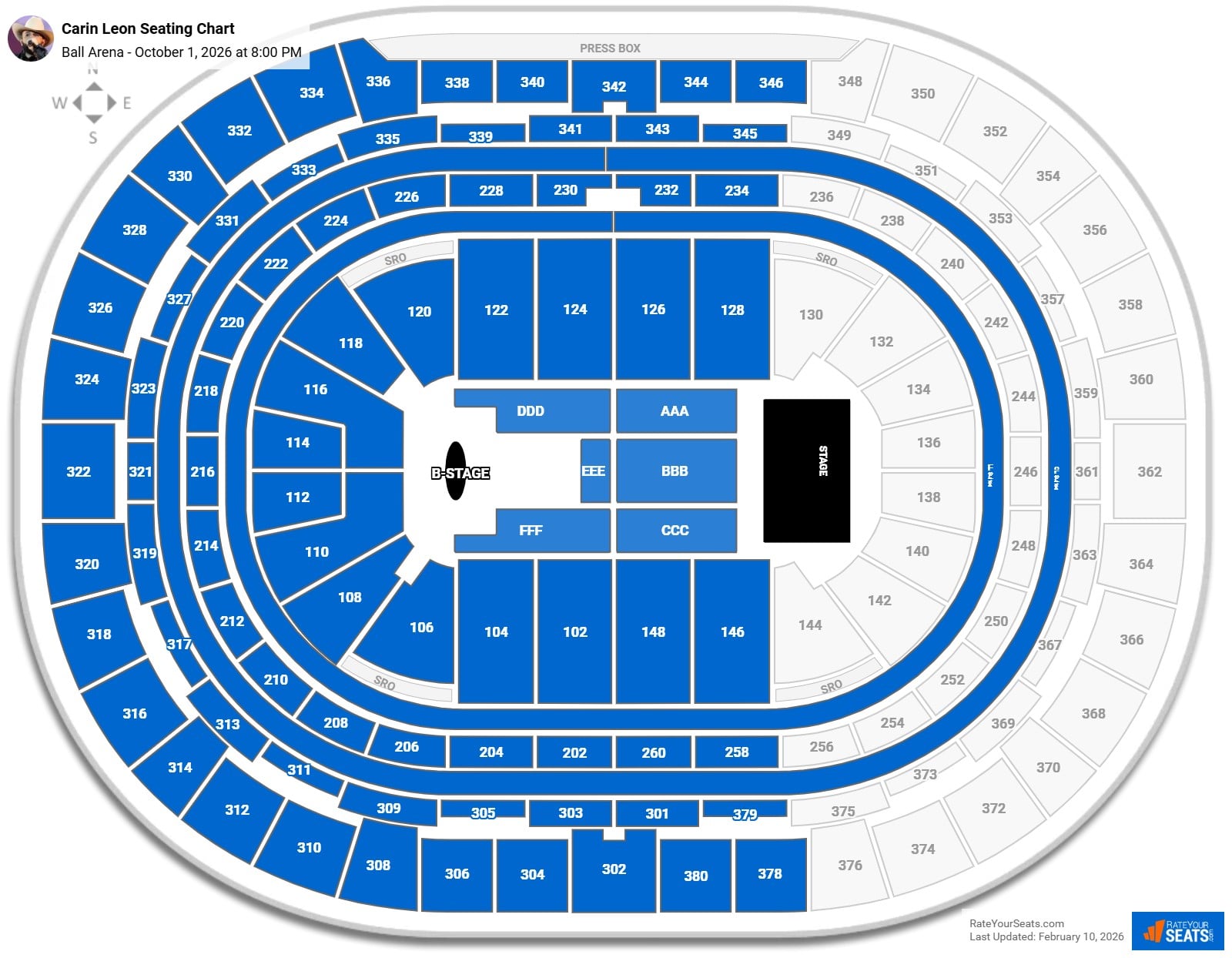 Carin Leon seating chart Ball Arena