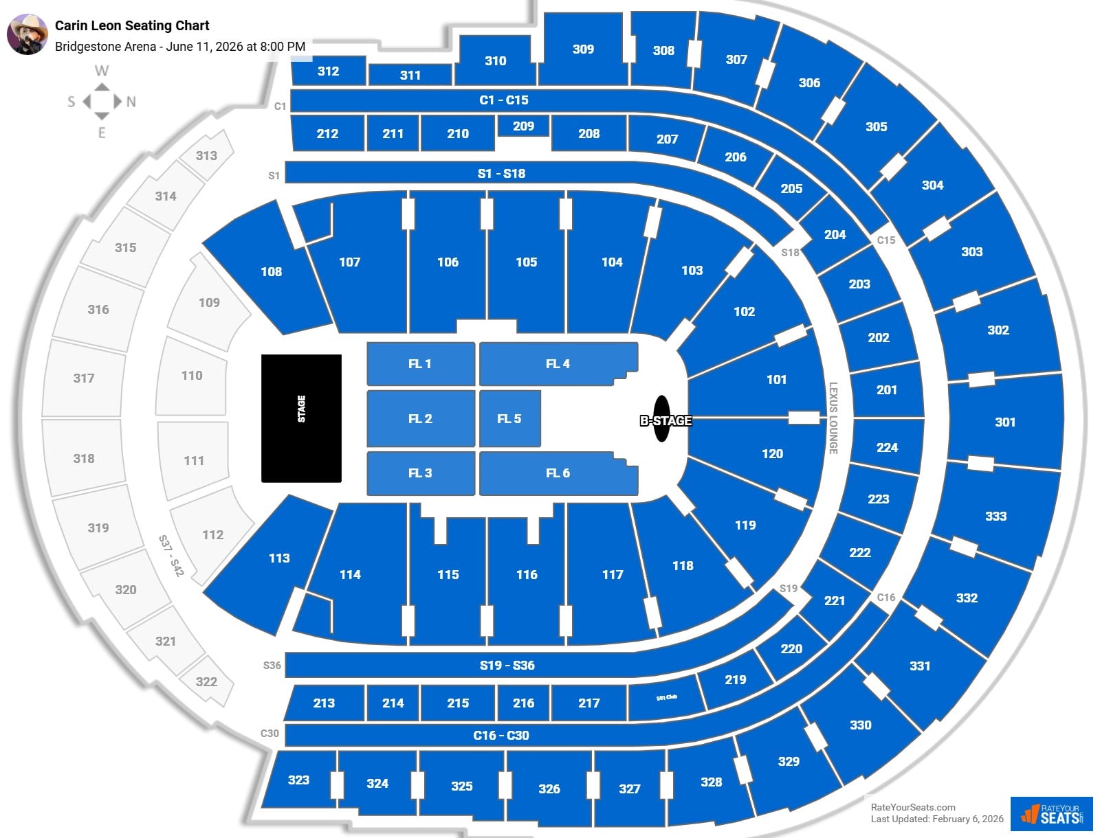 Carin Leon seating chart Bridgestone Arena